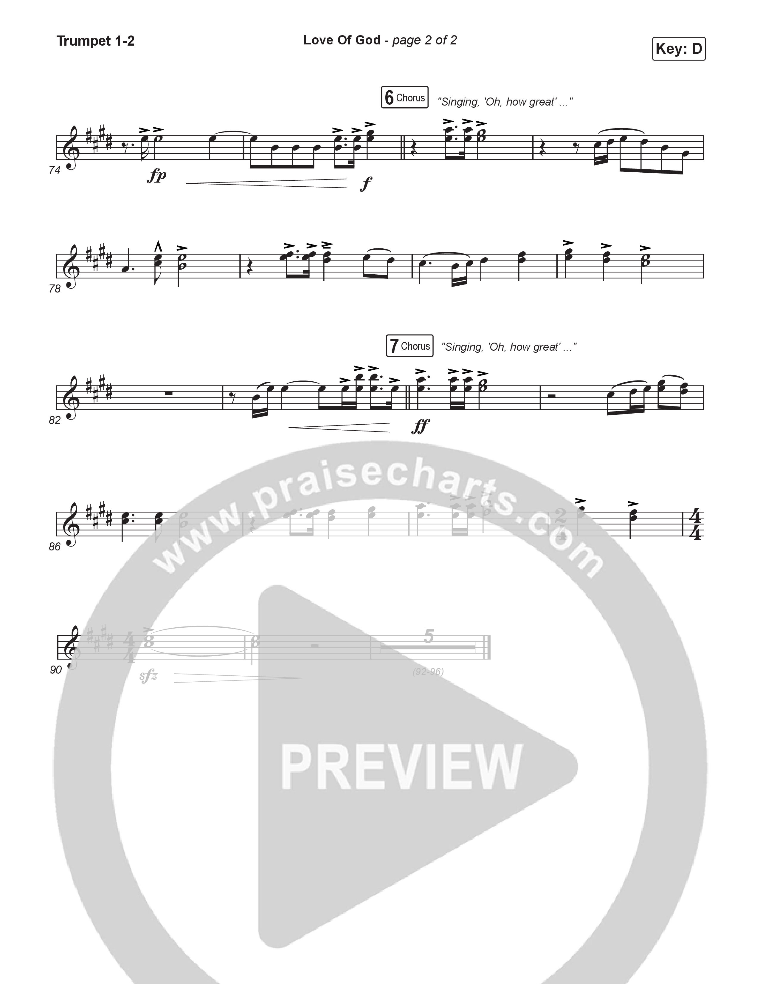 Love Of God (Unison/2-Part) Trumpet 1,2 (Brandon Lake / Phil Wickham / Arr. Luke Gambill)