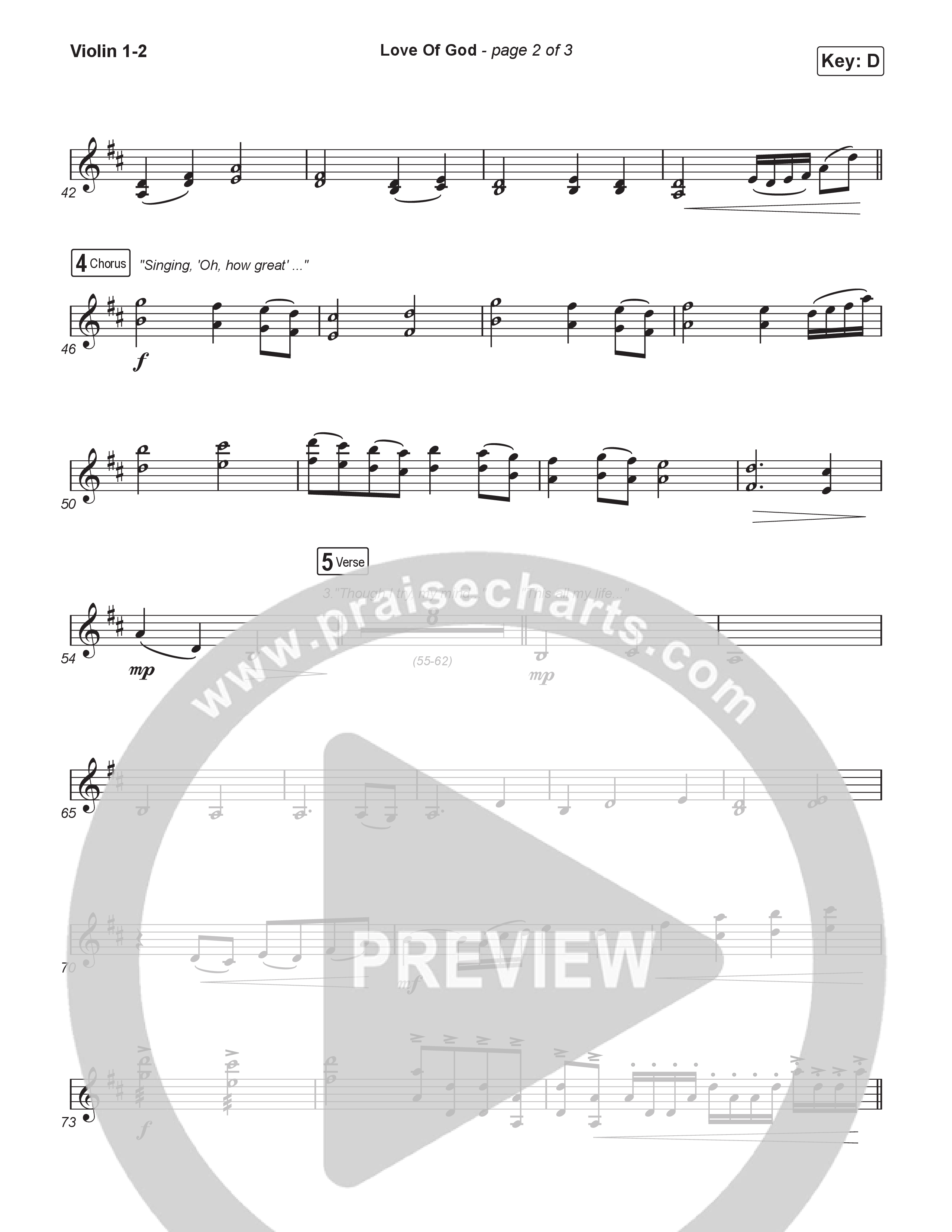 Love Of God (Unison/2-Part) Violin 1/2 (Brandon Lake / Phil Wickham / Arr. Luke Gambill)