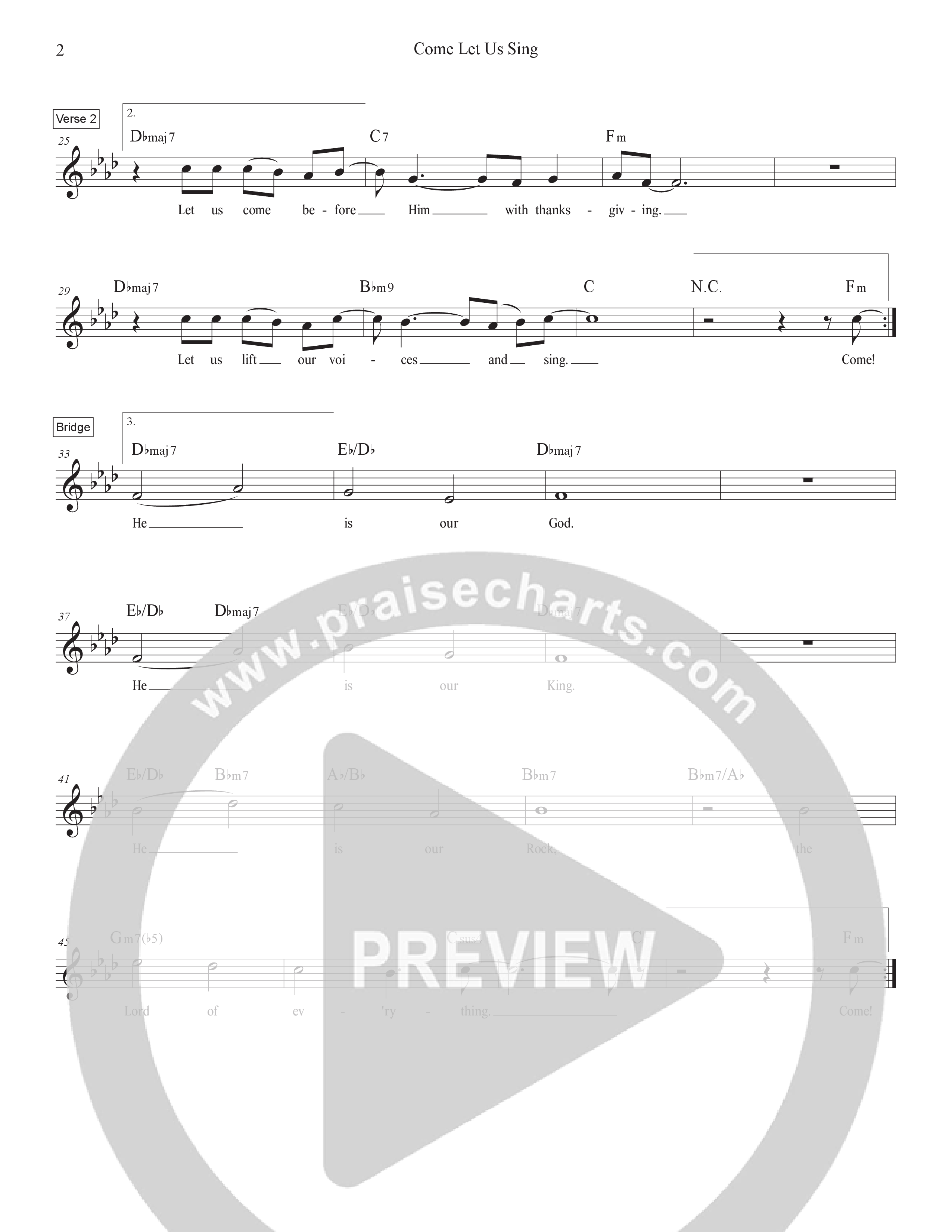 Come Let Us Sing Lead Sheet Melody (Eugene Greco & Joy Greco)