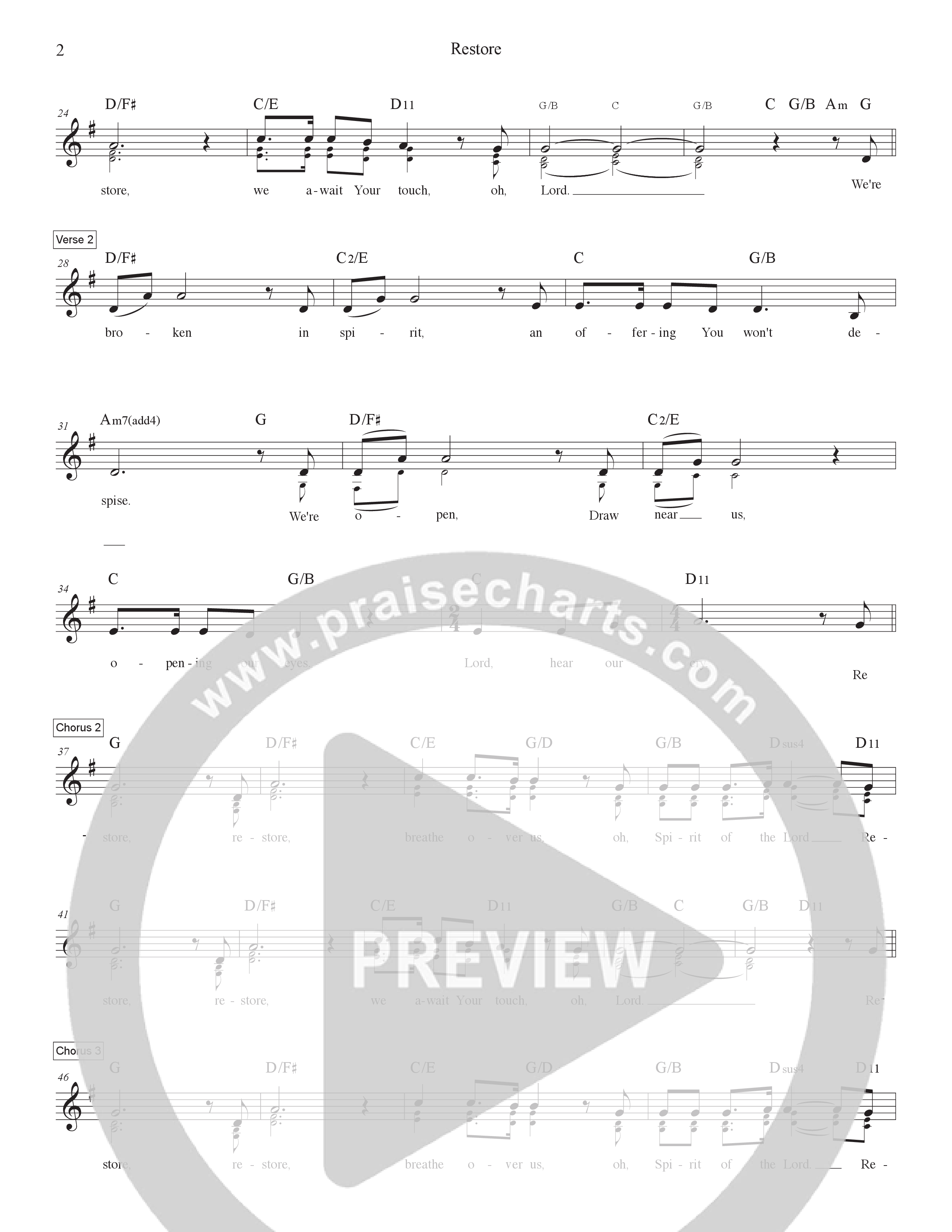 Restore Lead Sheet Melody (Eugene Greco & Joy Greco)