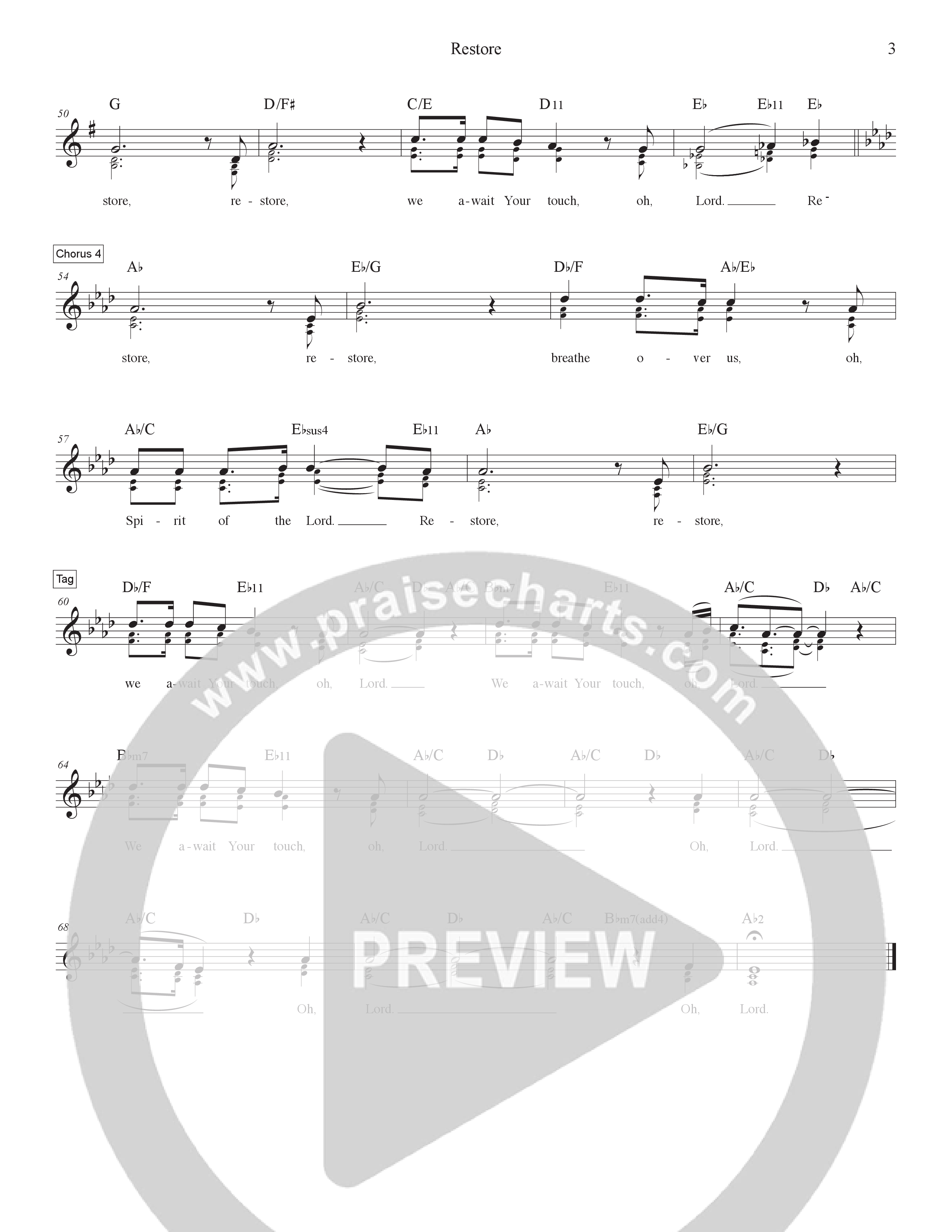 Restore Lead Sheet Melody (Eugene Greco & Joy Greco)