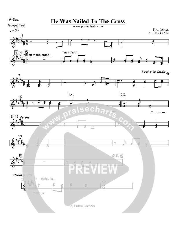 He Was Nailed To The Cross For Me Alto Sax (Mark Cole)