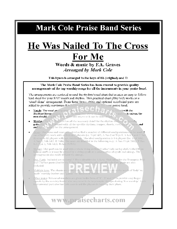 He Was Nailed To The Cross For Me Cover Sheet (Mark Cole)