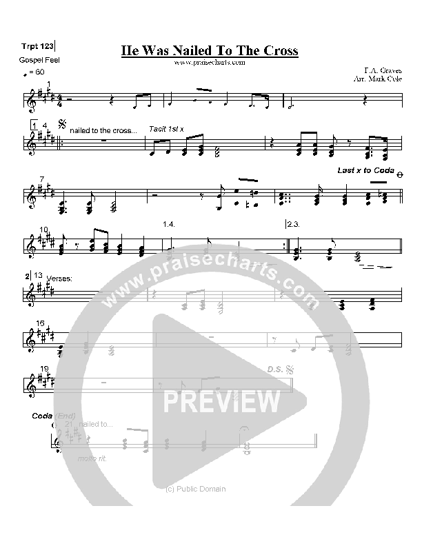 He Was Nailed To The Cross For Me Trumpet 1/2/3 (Mark Cole)