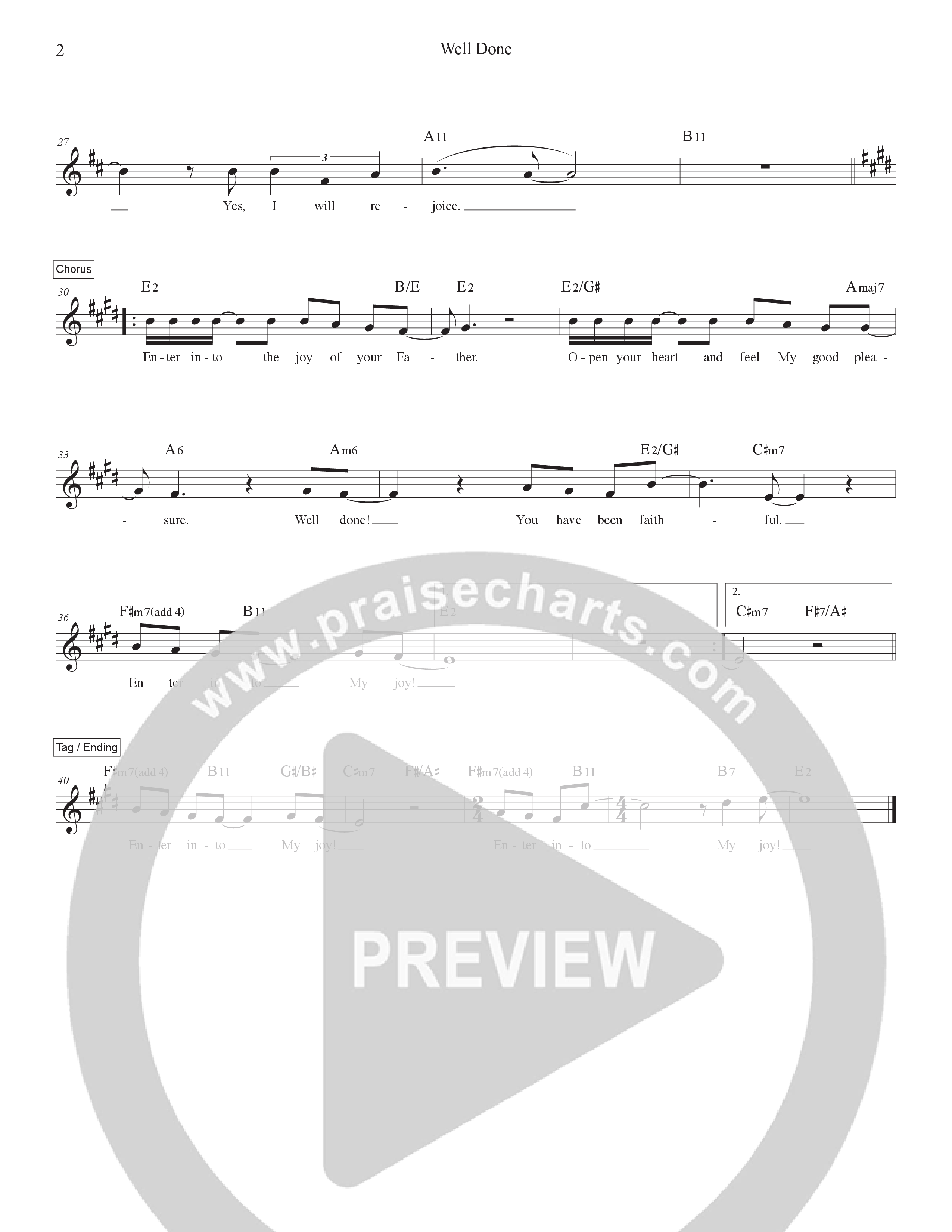 Well Done Lead Sheet Melody (Eugene Greco & Joy Greco)