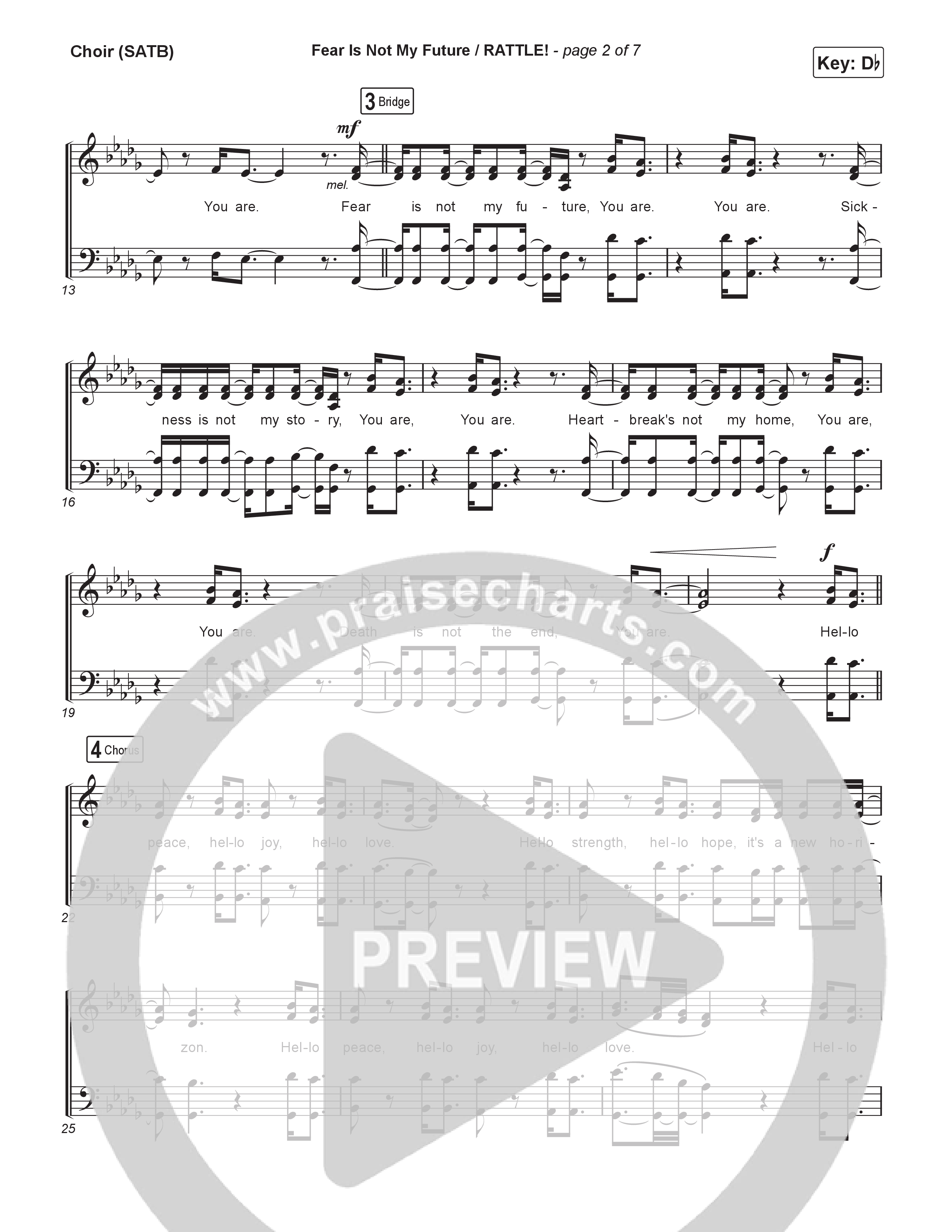 Fear Is Not My Future / Rattle! (Live) Choir Sheet (SATB) (Brandon Lake)
