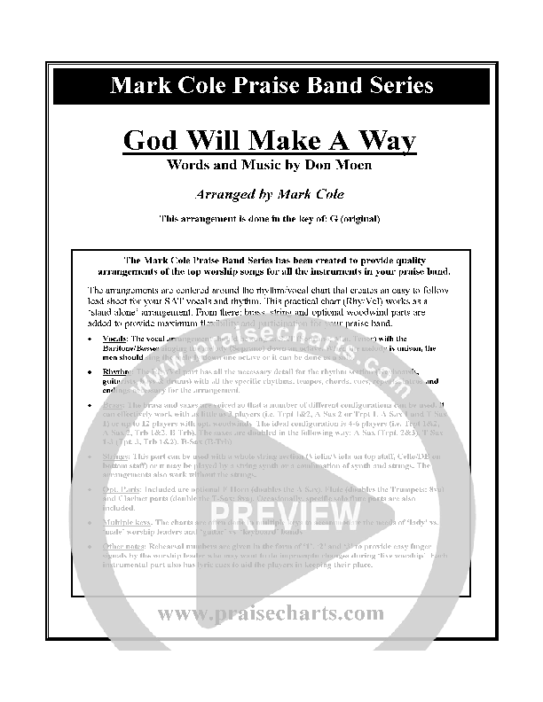 God Will Make A Way Cover Sheet (Don Moen)