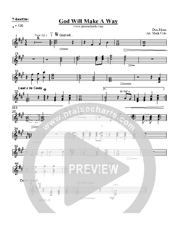 God Will Make A Way Tenor Sax/Clarinet (Don Moen)