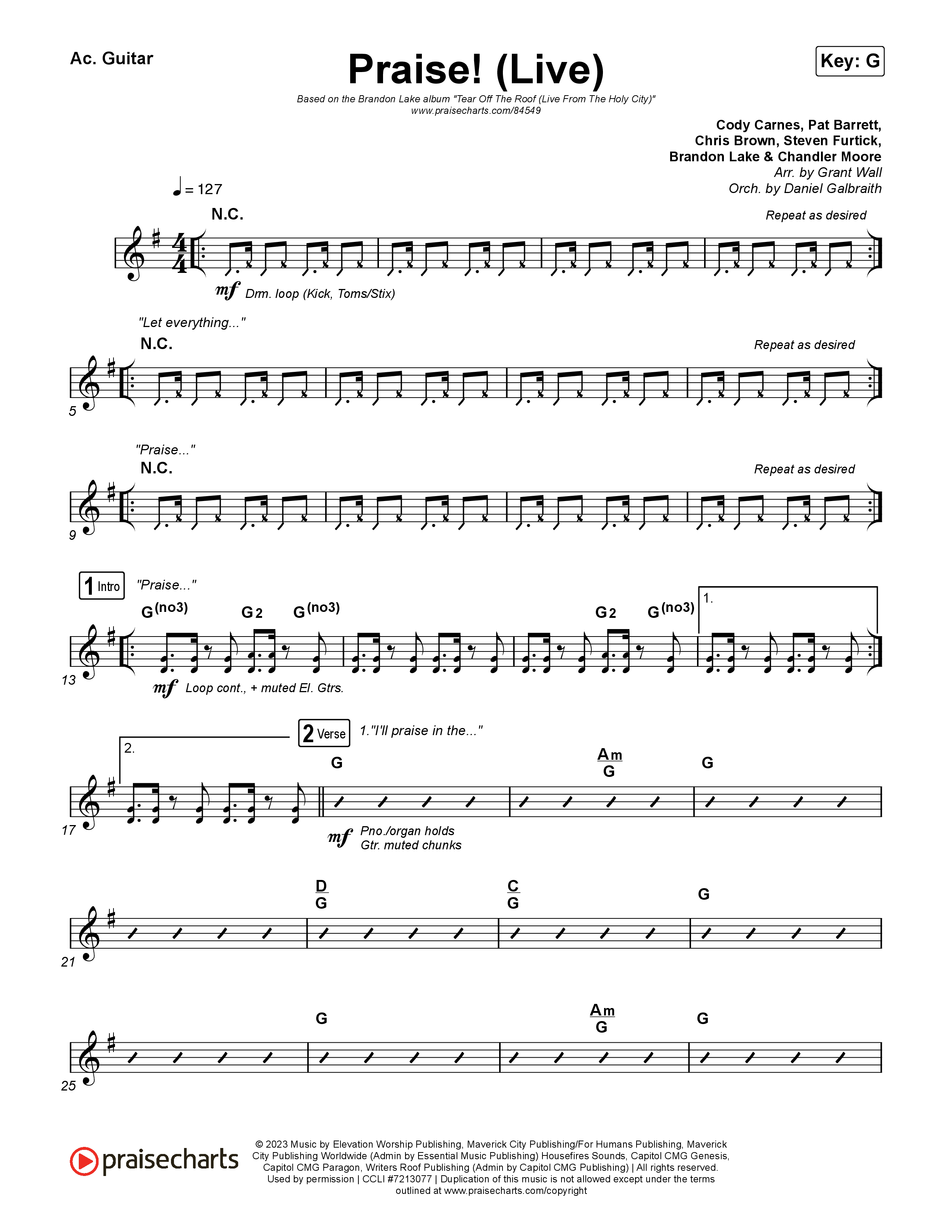 Praise (Live) Acoustic Guitar (Brandon Lake)