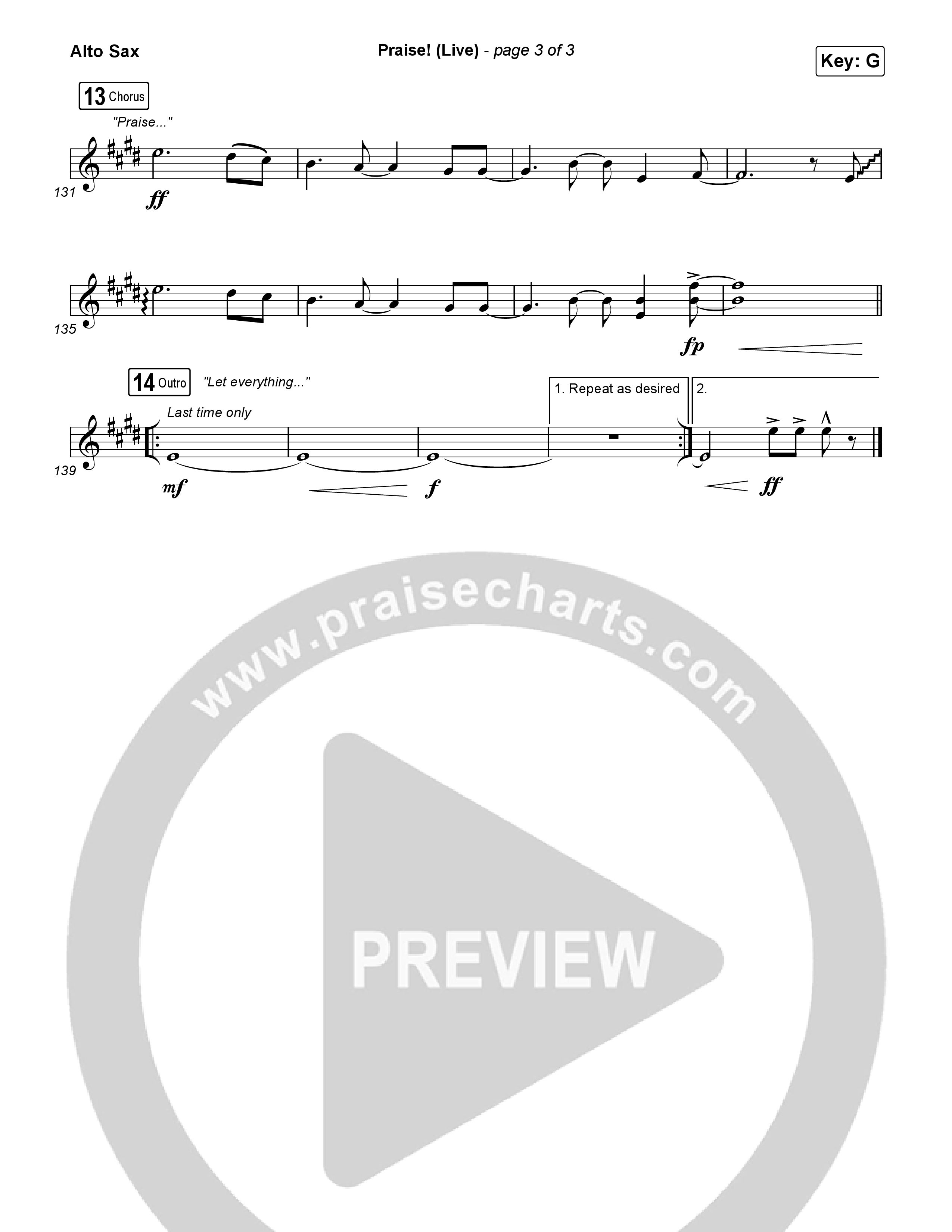Praise (Live) Alto Sax (Brandon Lake)