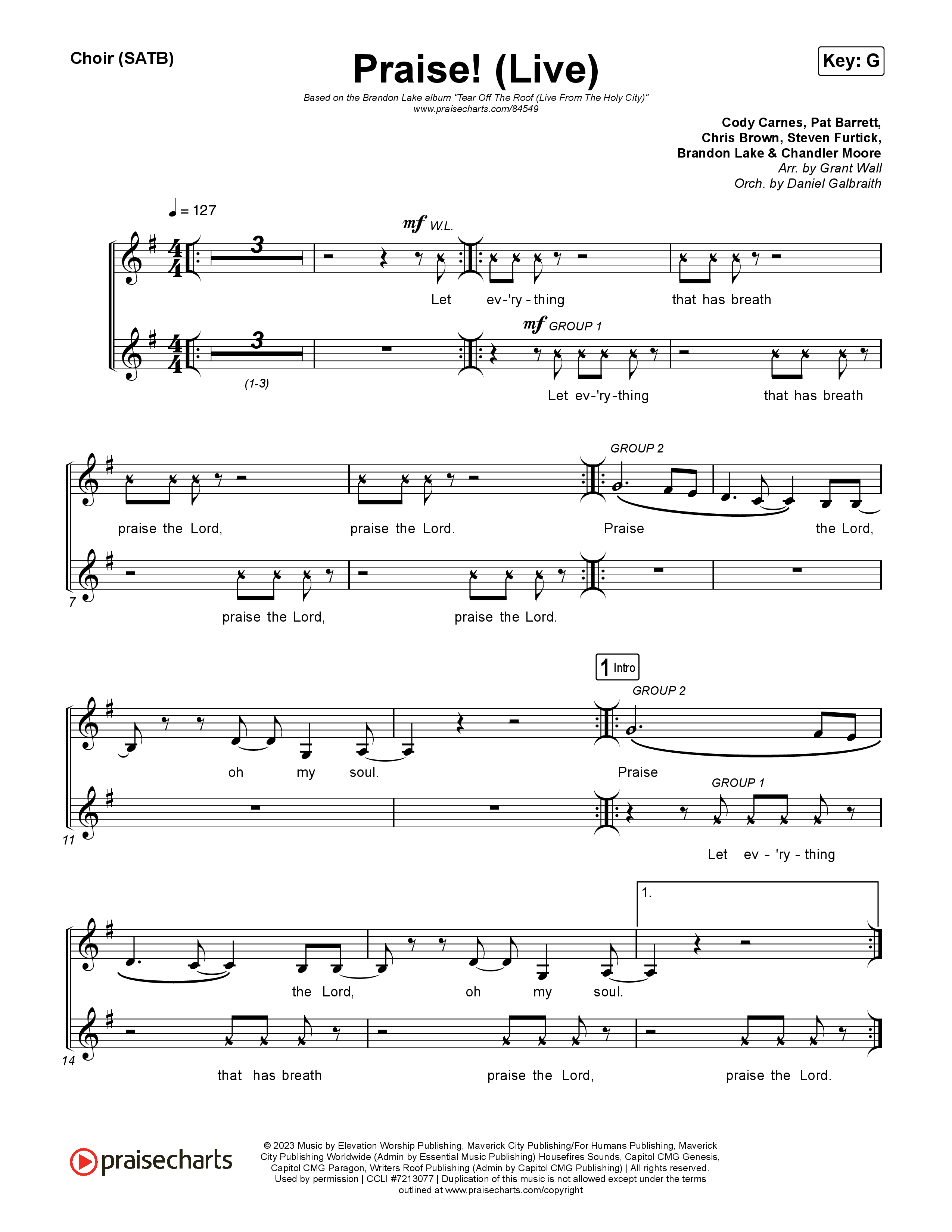 Praise (Live) Choir Sheet (SATB) (Brandon Lake)