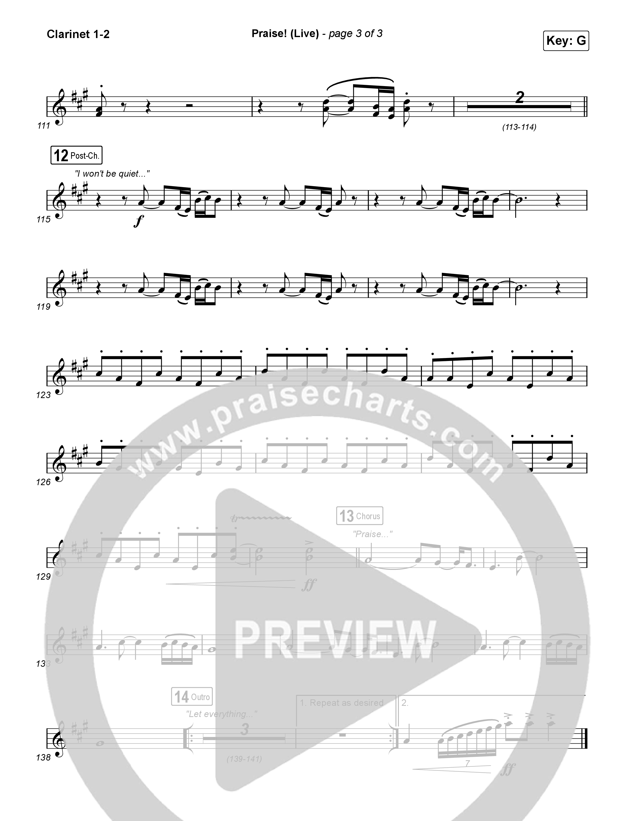 Praise (Live) Clarinet 1,2 (Brandon Lake)