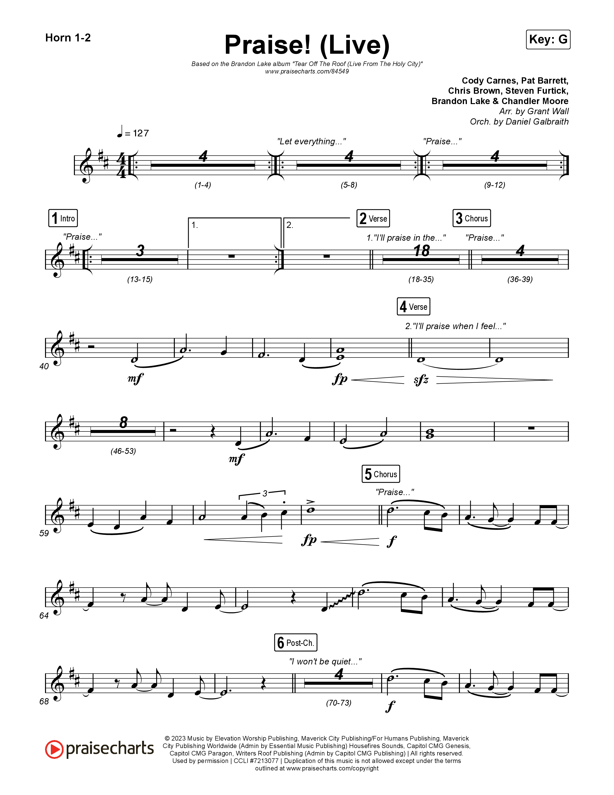 Praise (Live) French Horn 1,2 (Brandon Lake)