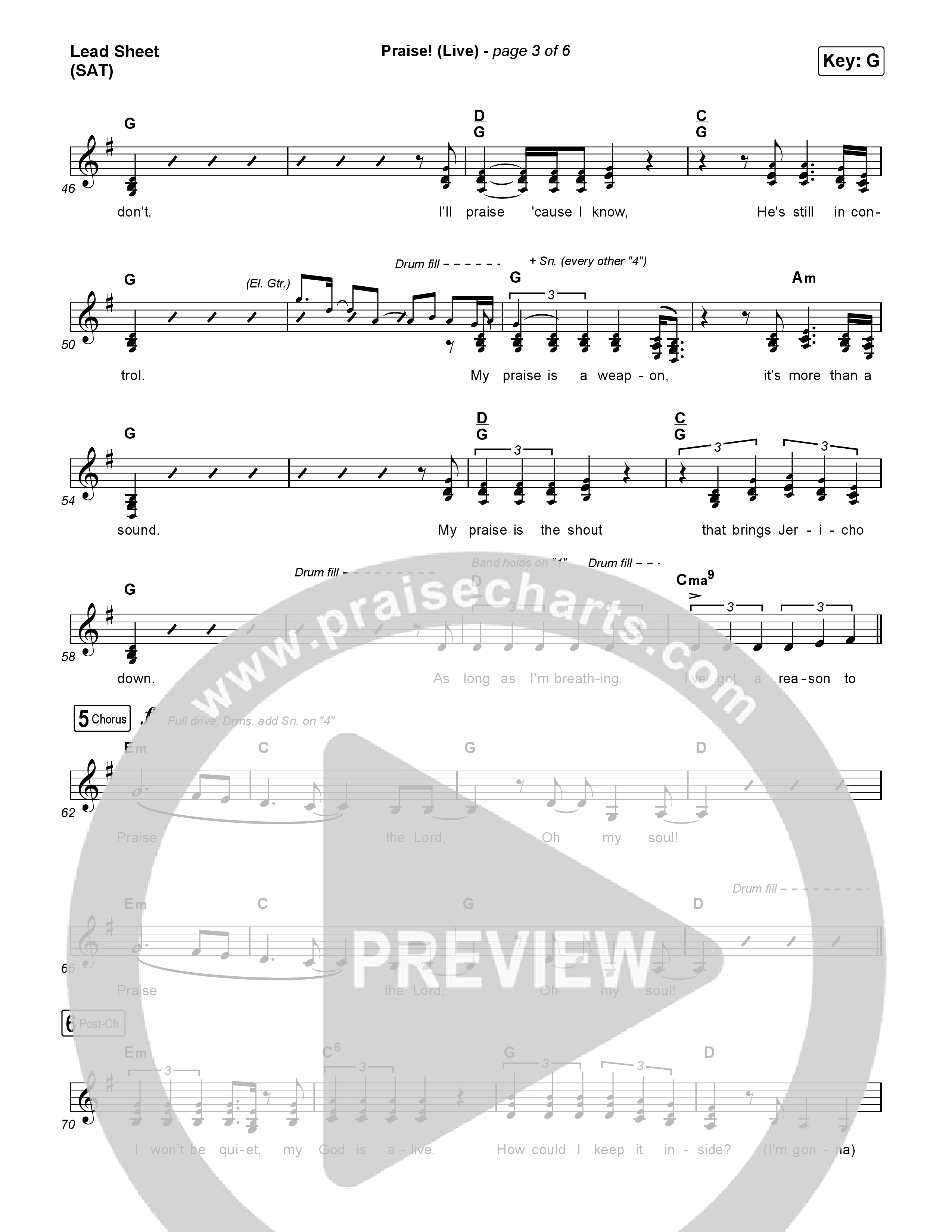 Praise (Live) Lead Sheet (SAT) (Brandon Lake)