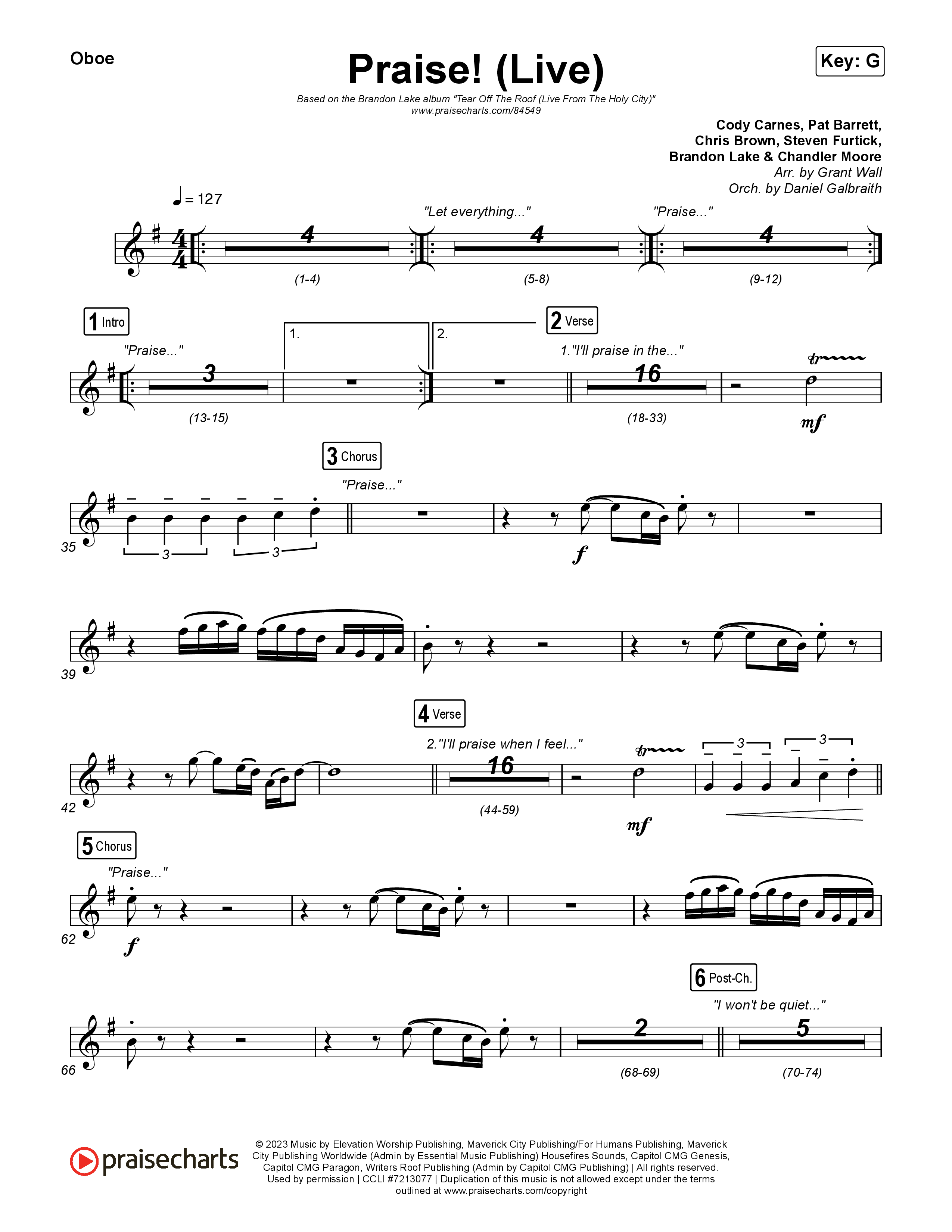 Praise (Live) Oboe (Brandon Lake)