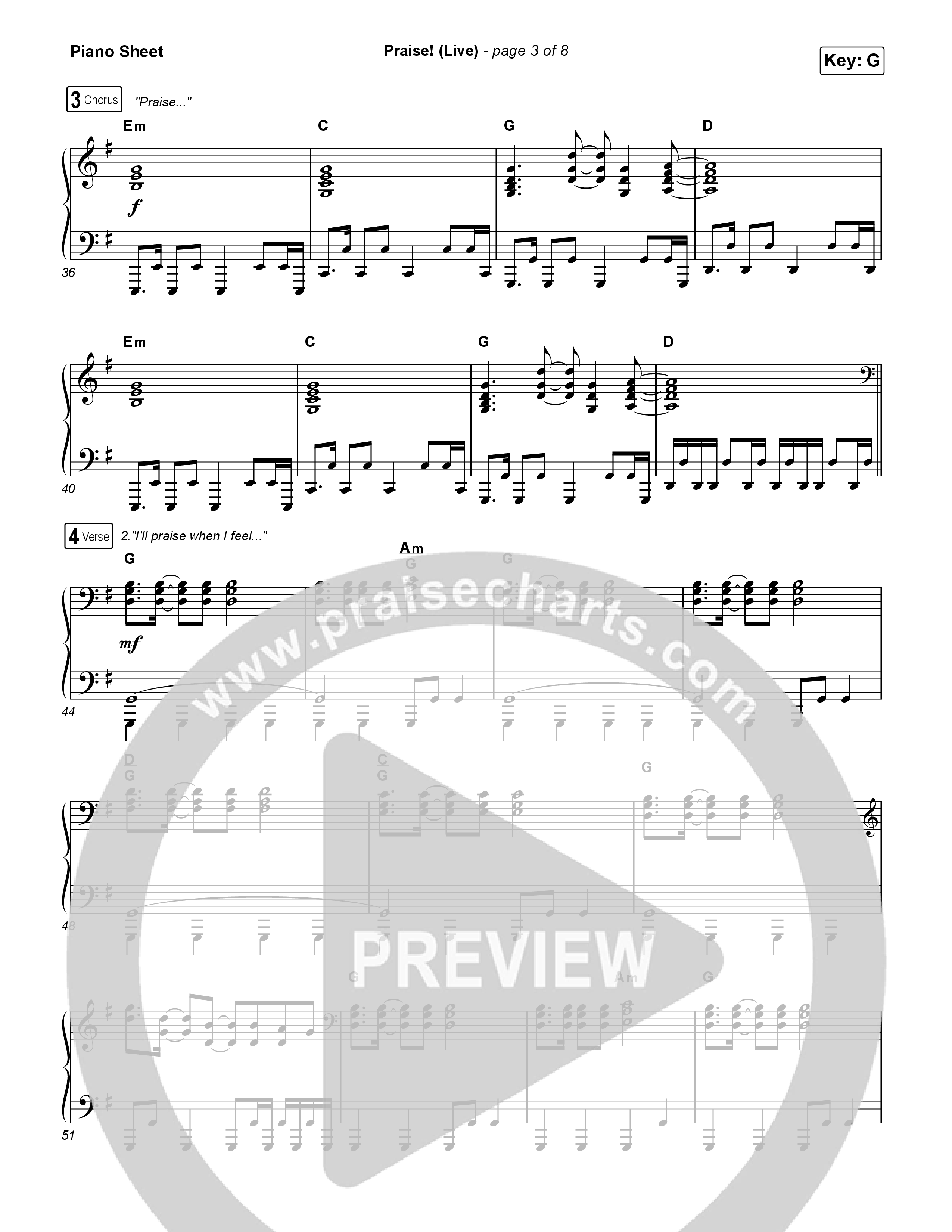 Praise (Live) Piano Sheet (Brandon Lake)