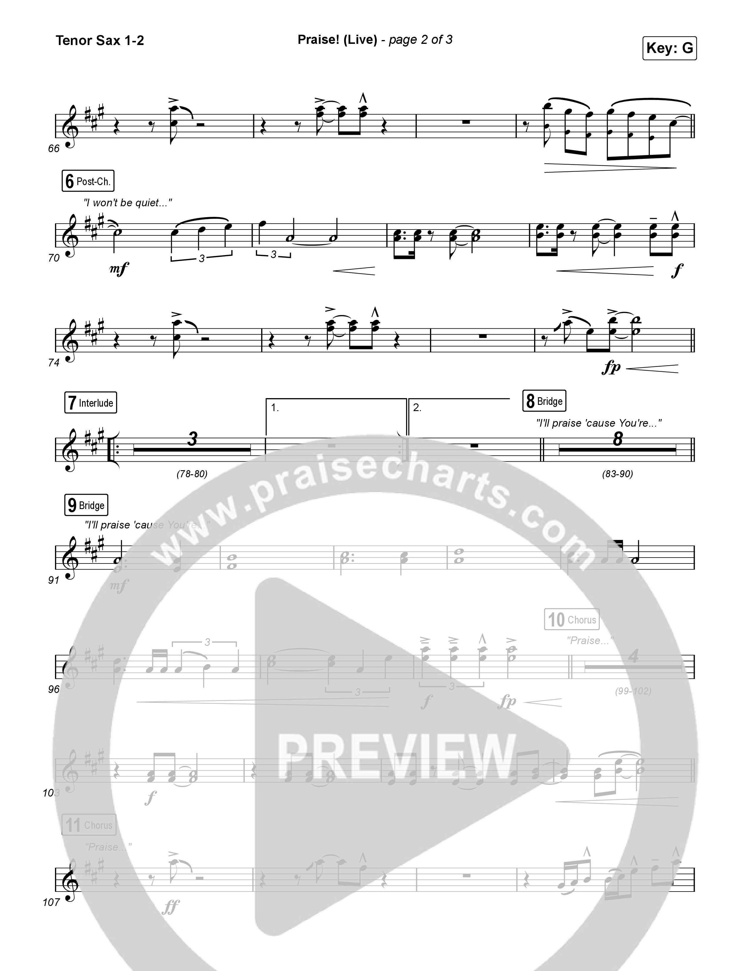 Praise (Live) Tenor Sax 1,2 (Brandon Lake)