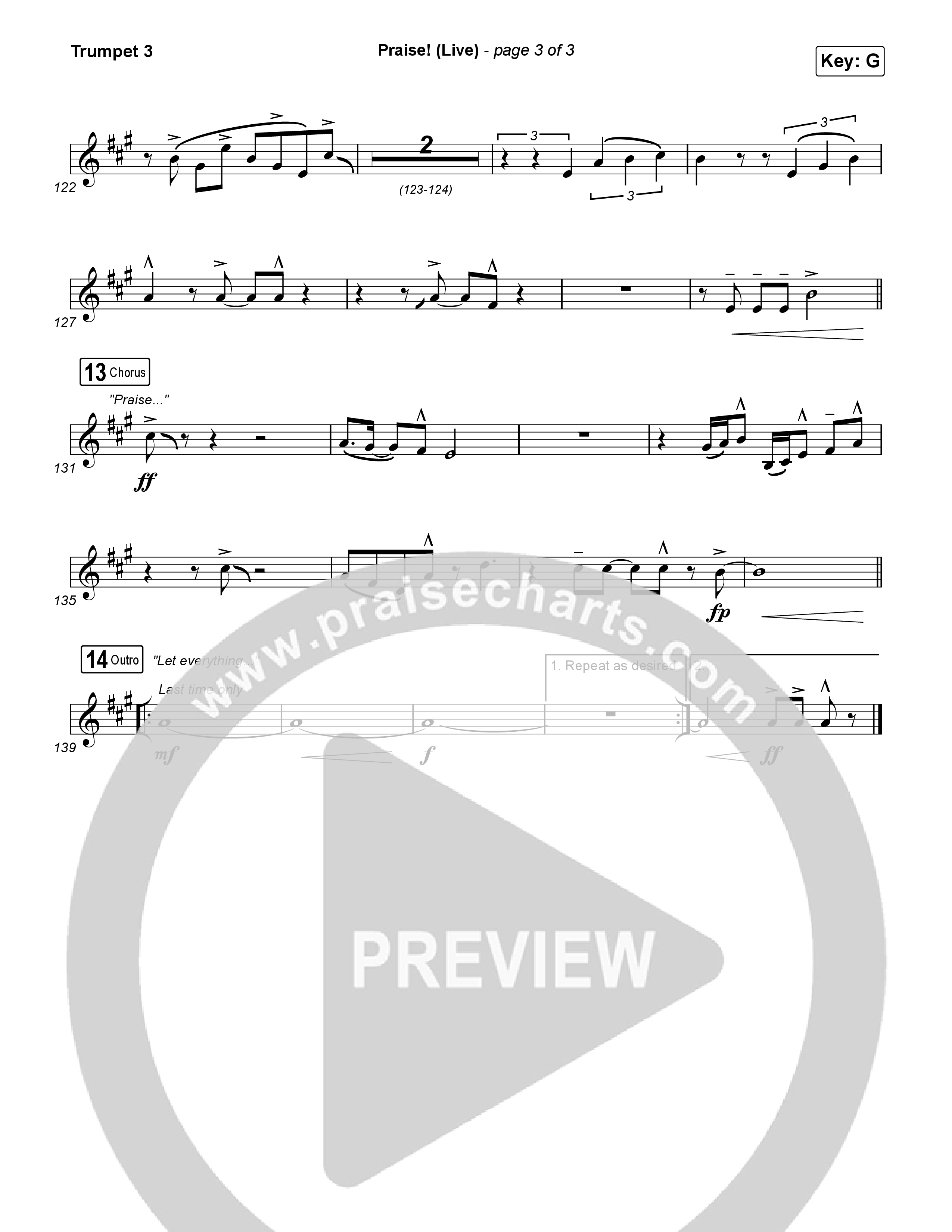 Praise (Live) Trumpet 3 (Brandon Lake)