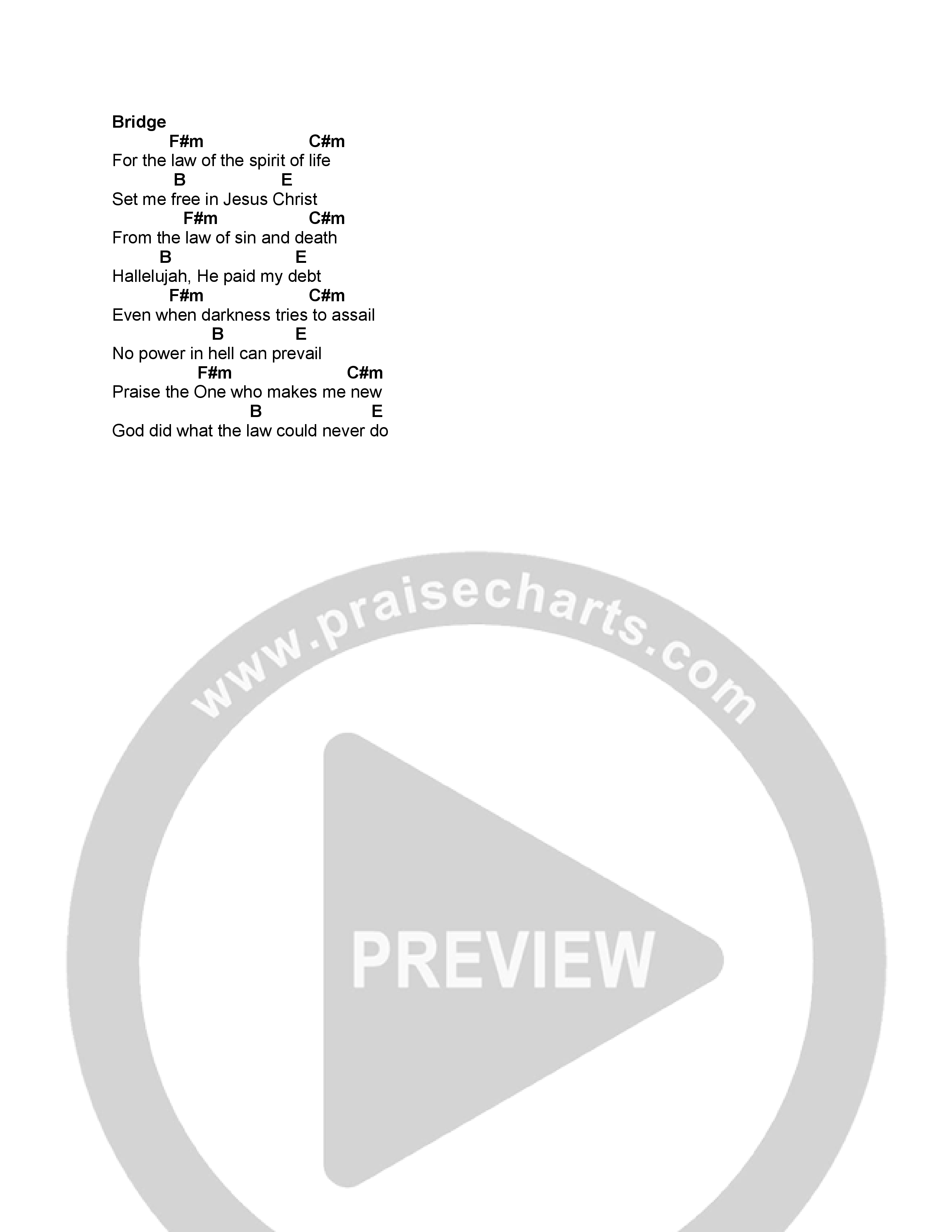 What The Law Could Never Do Chord Chart (North Palm Worship / Deborah Hong)