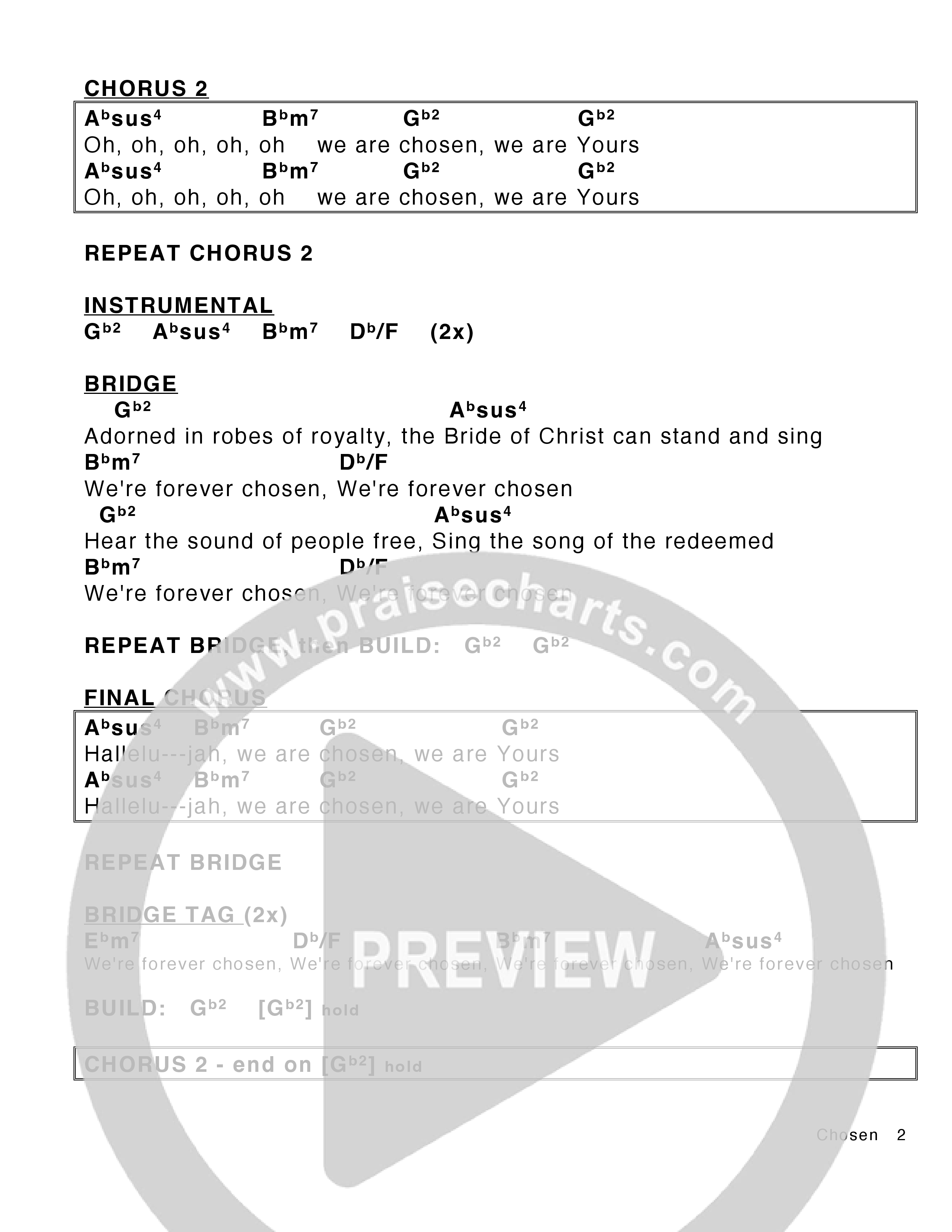 Chosen Chord Chart (Victory House Worship)