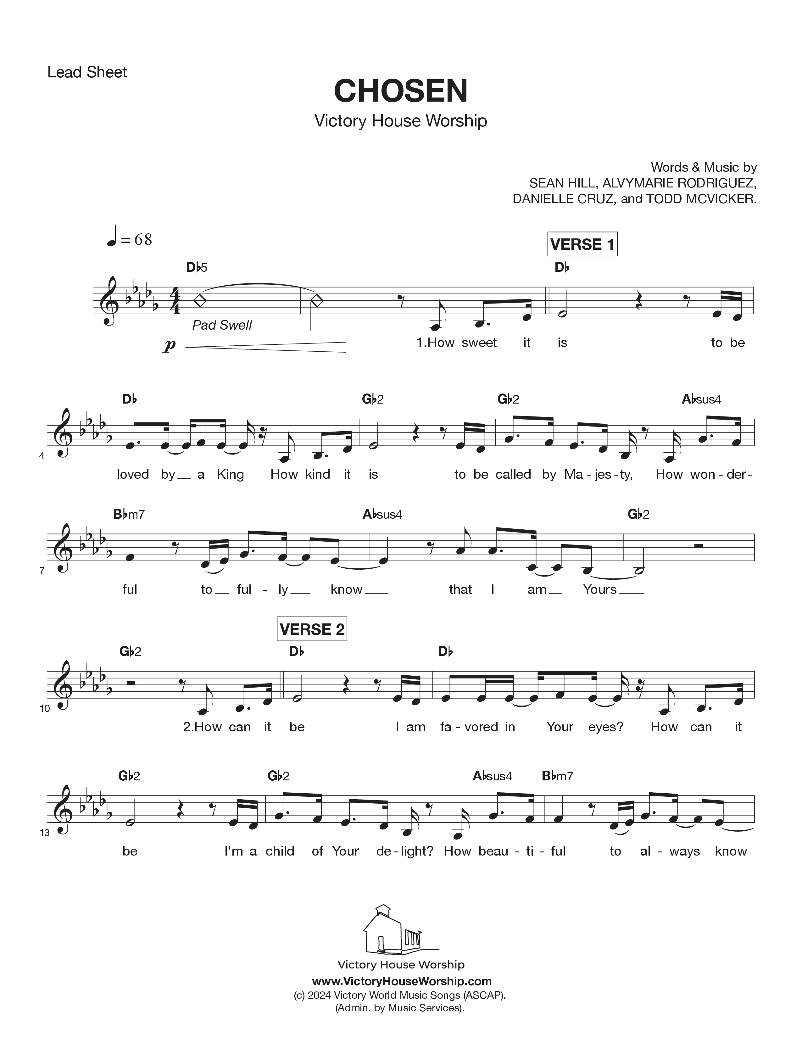 Chosen Lead Sheet Melody (Victory House Worship)