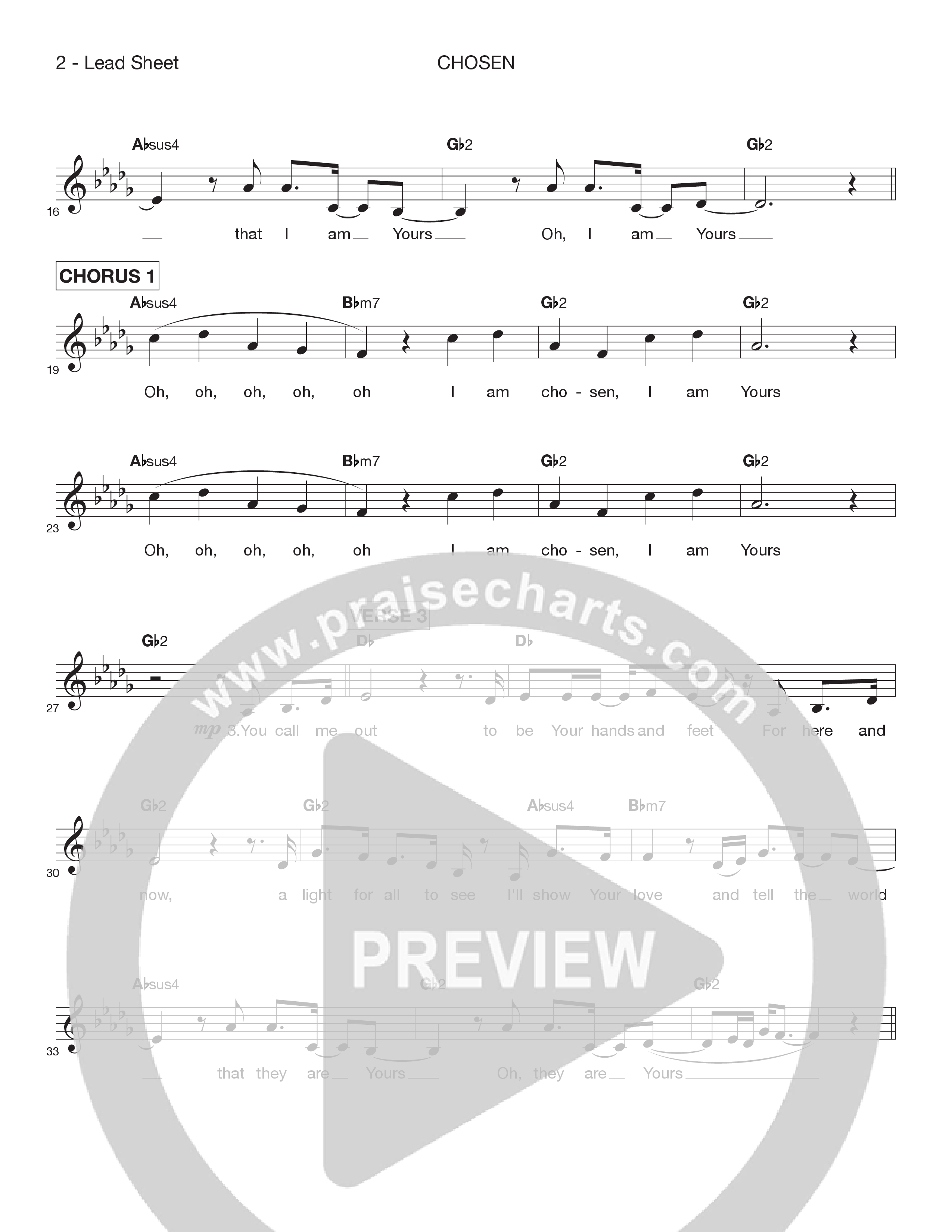 Chosen Lead Sheet Melody (Victory House Worship)