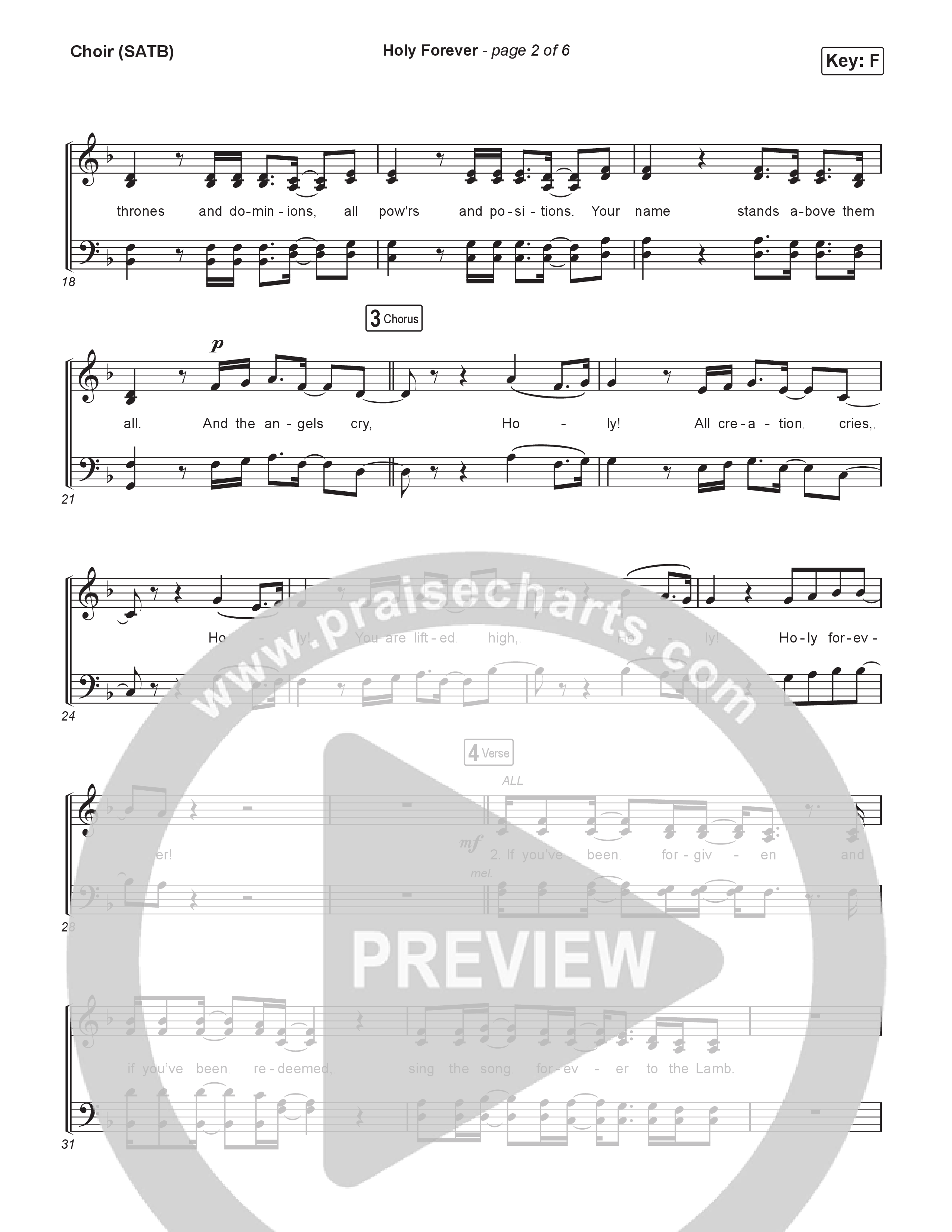 Holy Forever Choir Sheet (SATB) (Bethel Music / Jenn Johnson / CeCe Winans)