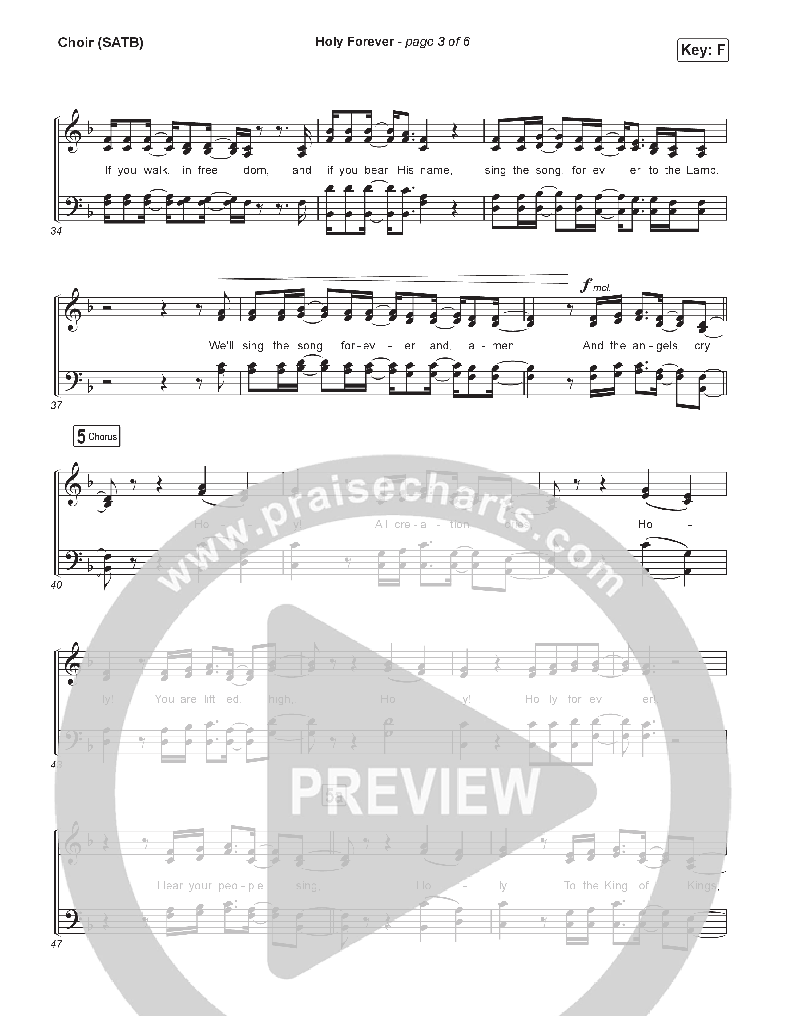 Holy Forever Choir Sheet (SATB) (Bethel Music / Jenn Johnson / CeCe Winans)