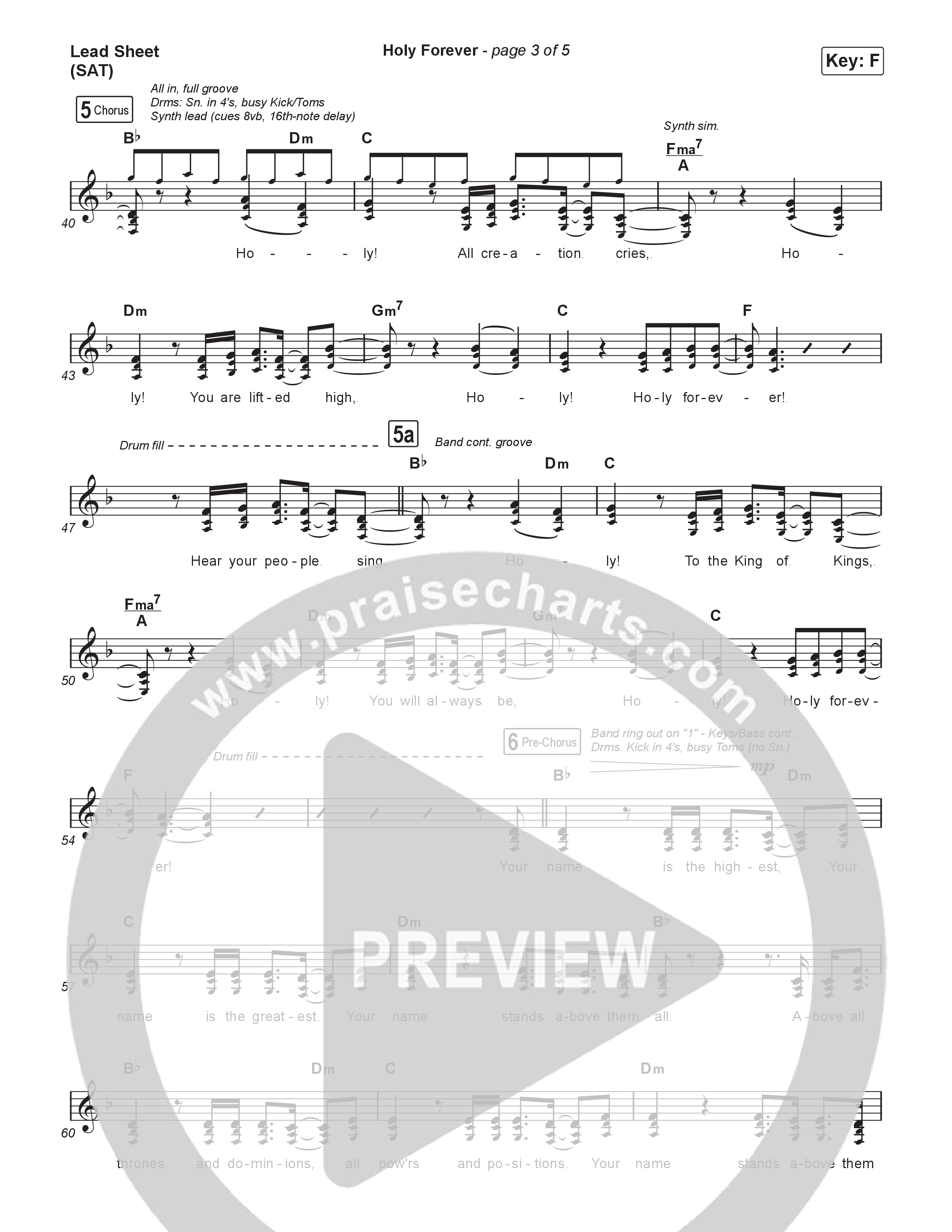 Holy Forever Lead Sheet (SAT) (Bethel Music / Jenn Johnson / CeCe Winans)