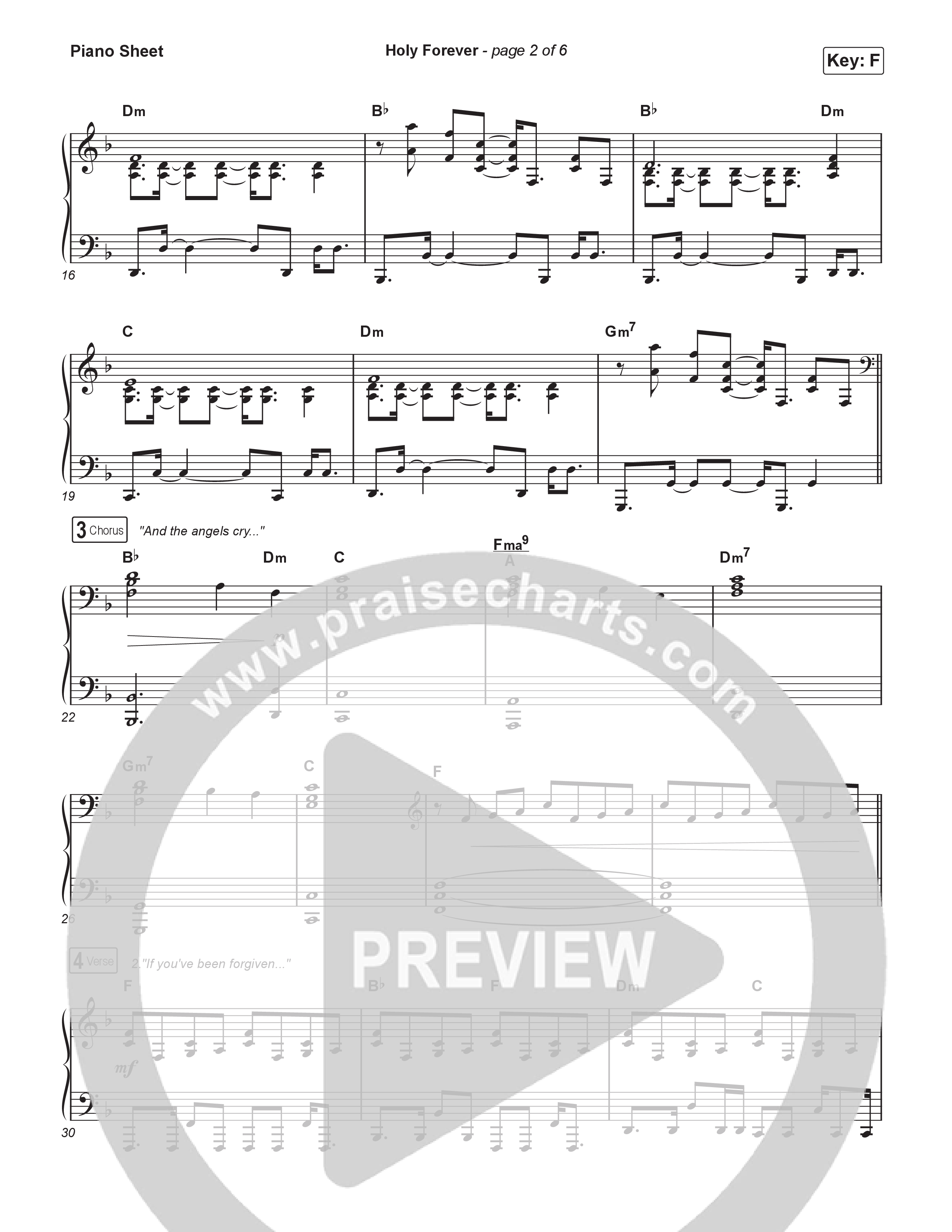 Holy Forever Piano Sheet (Bethel Music / Jenn Johnson / CeCe Winans)