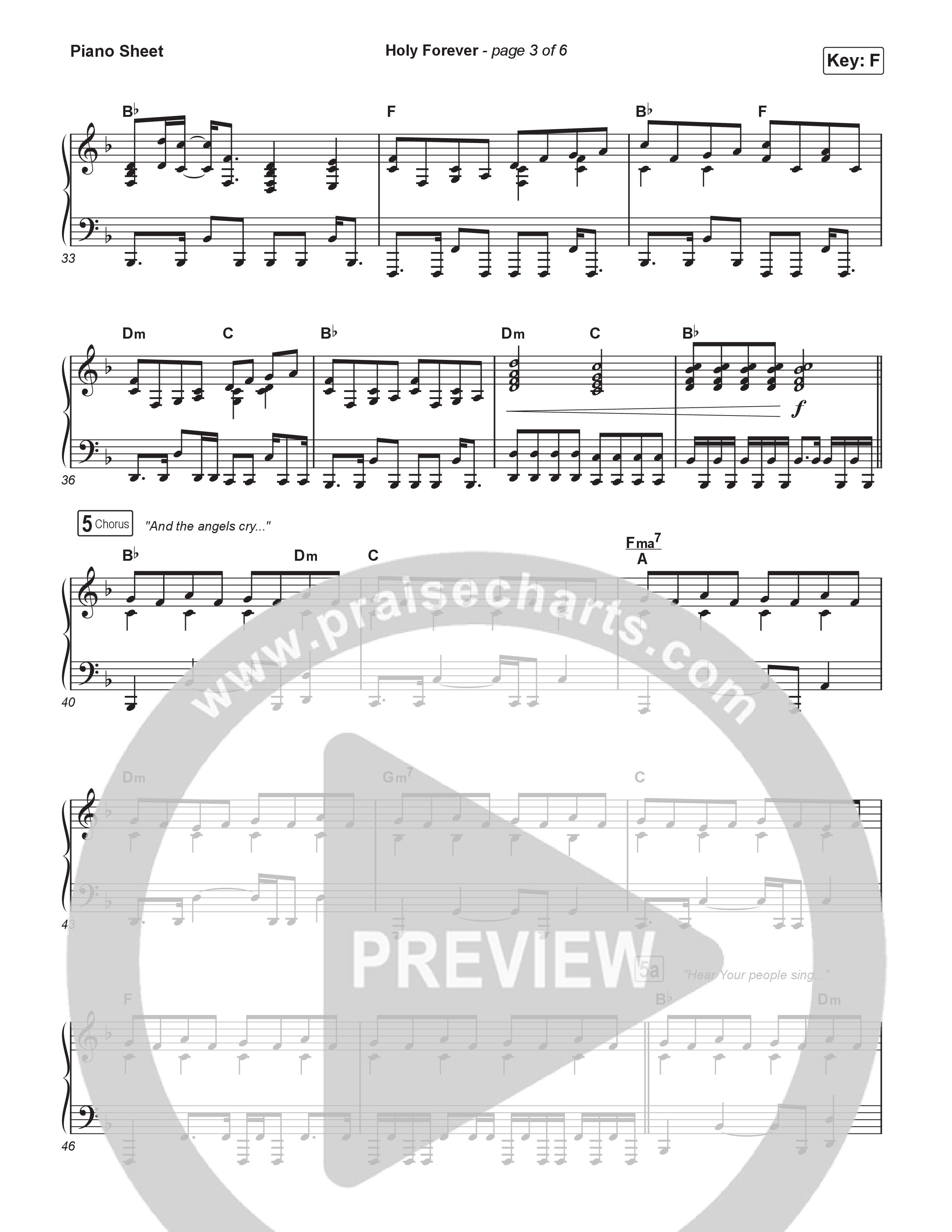 Holy Forever Piano Sheet (Bethel Music / Jenn Johnson / CeCe Winans)