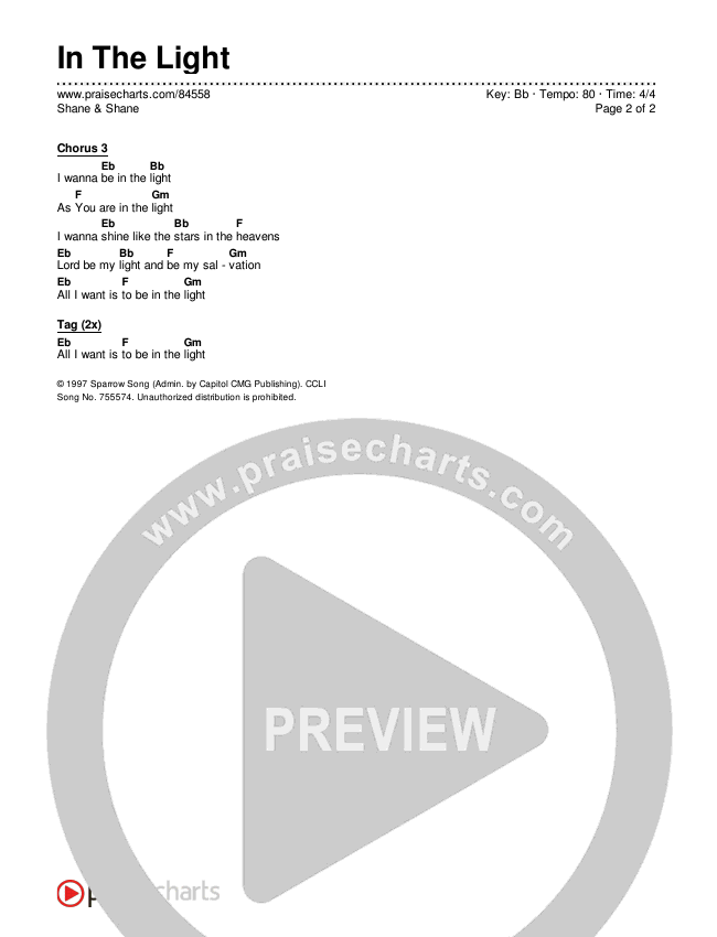 In The Light Chords & Lyrics (Shane & Shane)