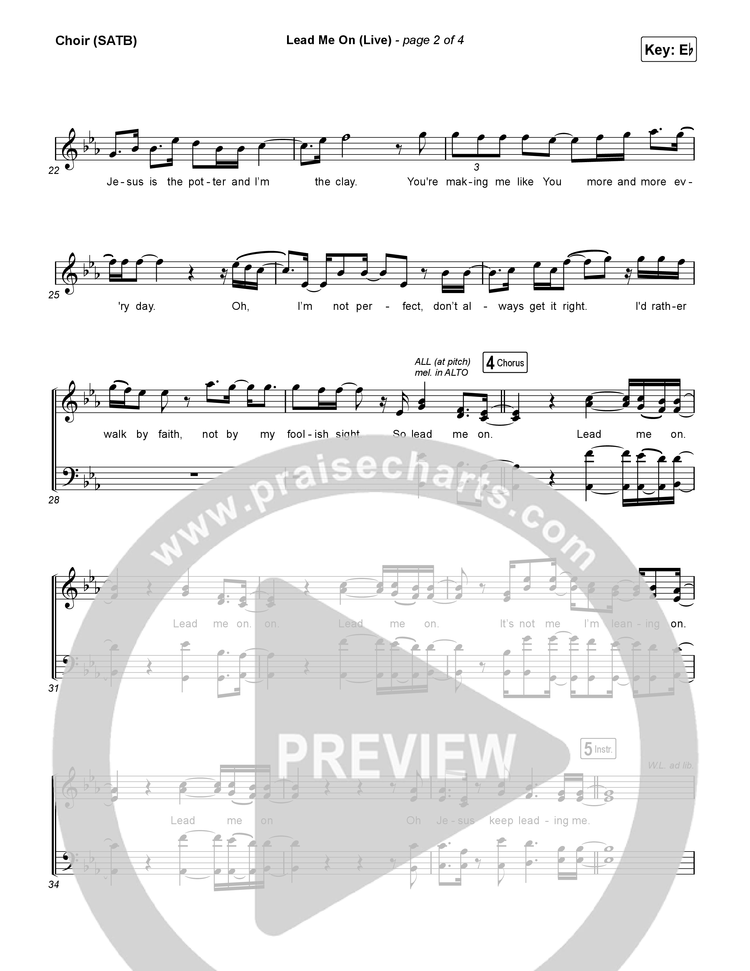 Lead Me On (Live) Choir Sheet (SATB) (Chandler Moore)