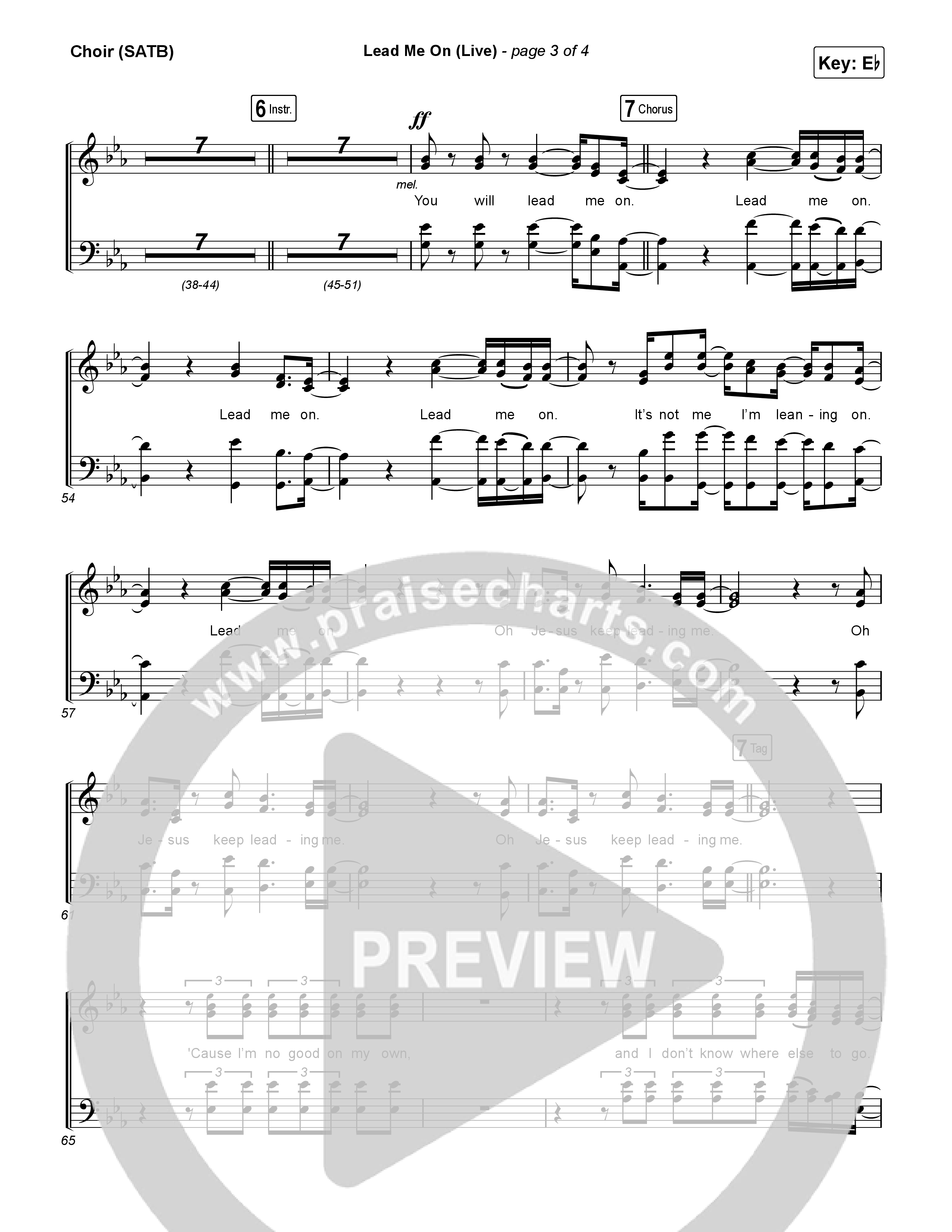 Lead Me On (Live) Choir Sheet (SATB) (Chandler Moore)