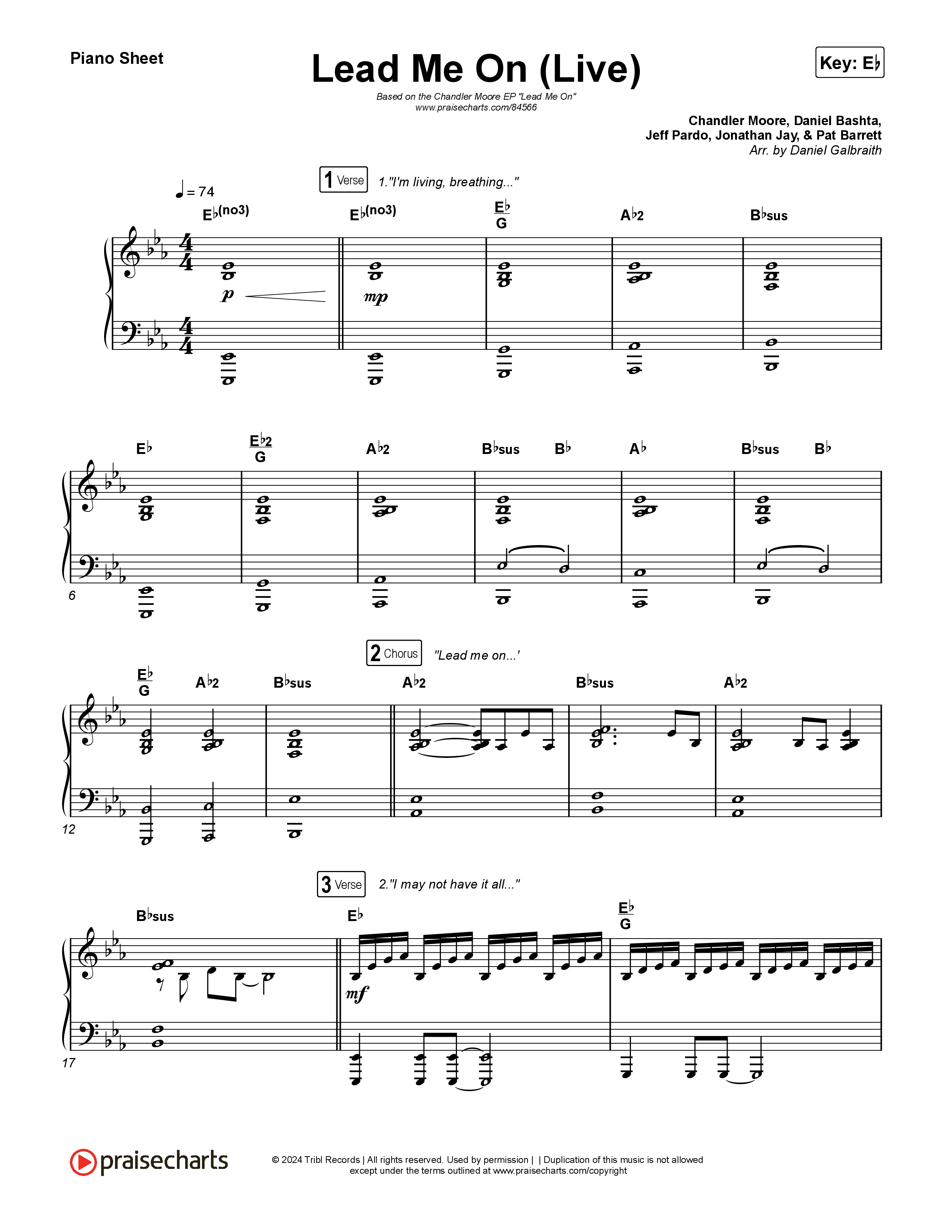 Lead Me On (Live) Piano Sheet (Chandler Moore)