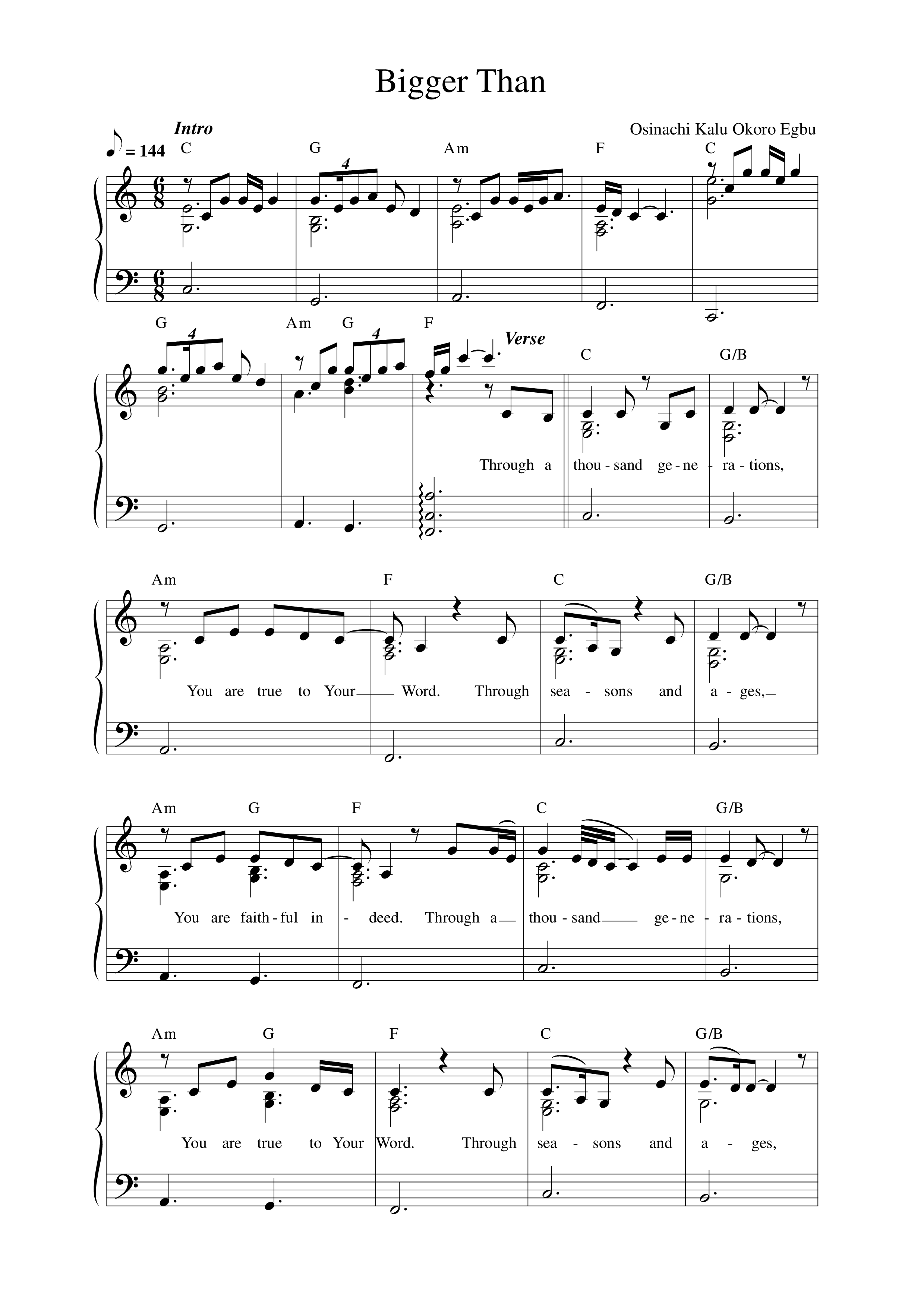 Bigger Than (Live) Lead Sheet Melody (Sinach)