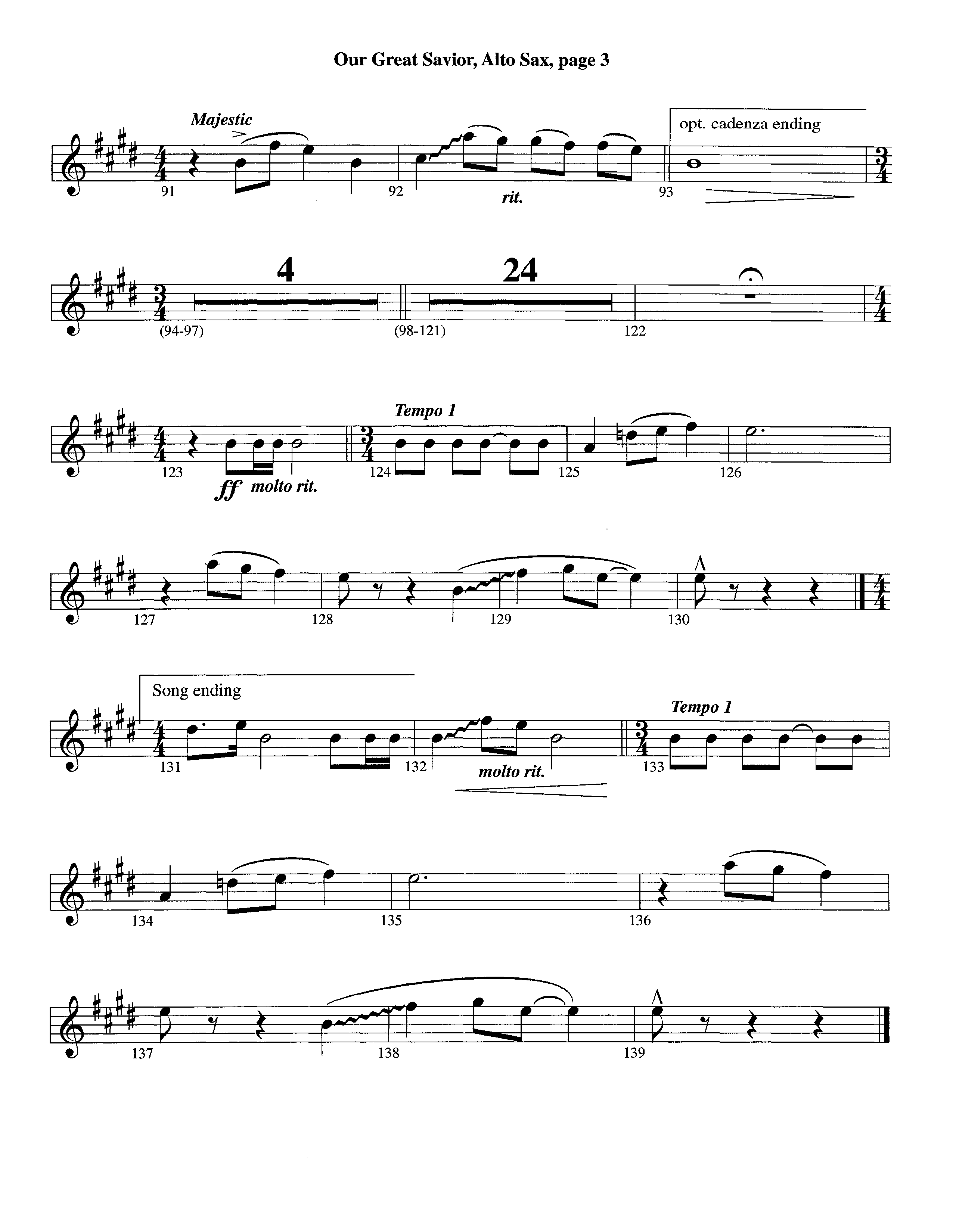 Our Great Savior (with Solo Violin) (Instrumental) Alto Sax (Lifeway Worship / Arr. Ed Dickinson)