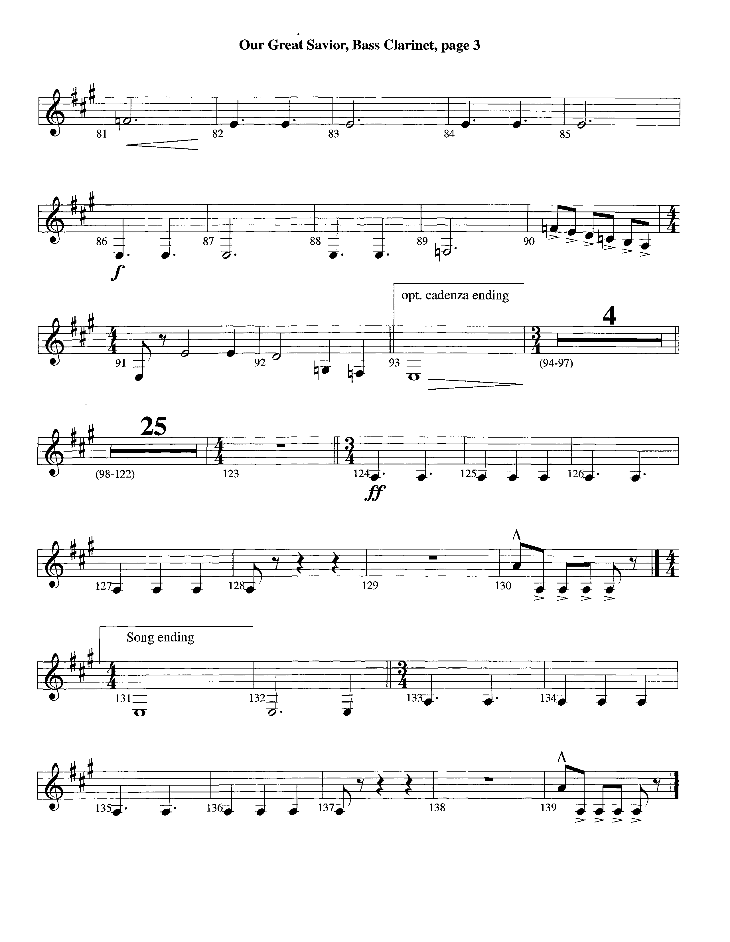 Our Great Savior (with Solo Violin) (Instrumental) Bass Clarinet (Lifeway Worship / Arr. Ed Dickinson)