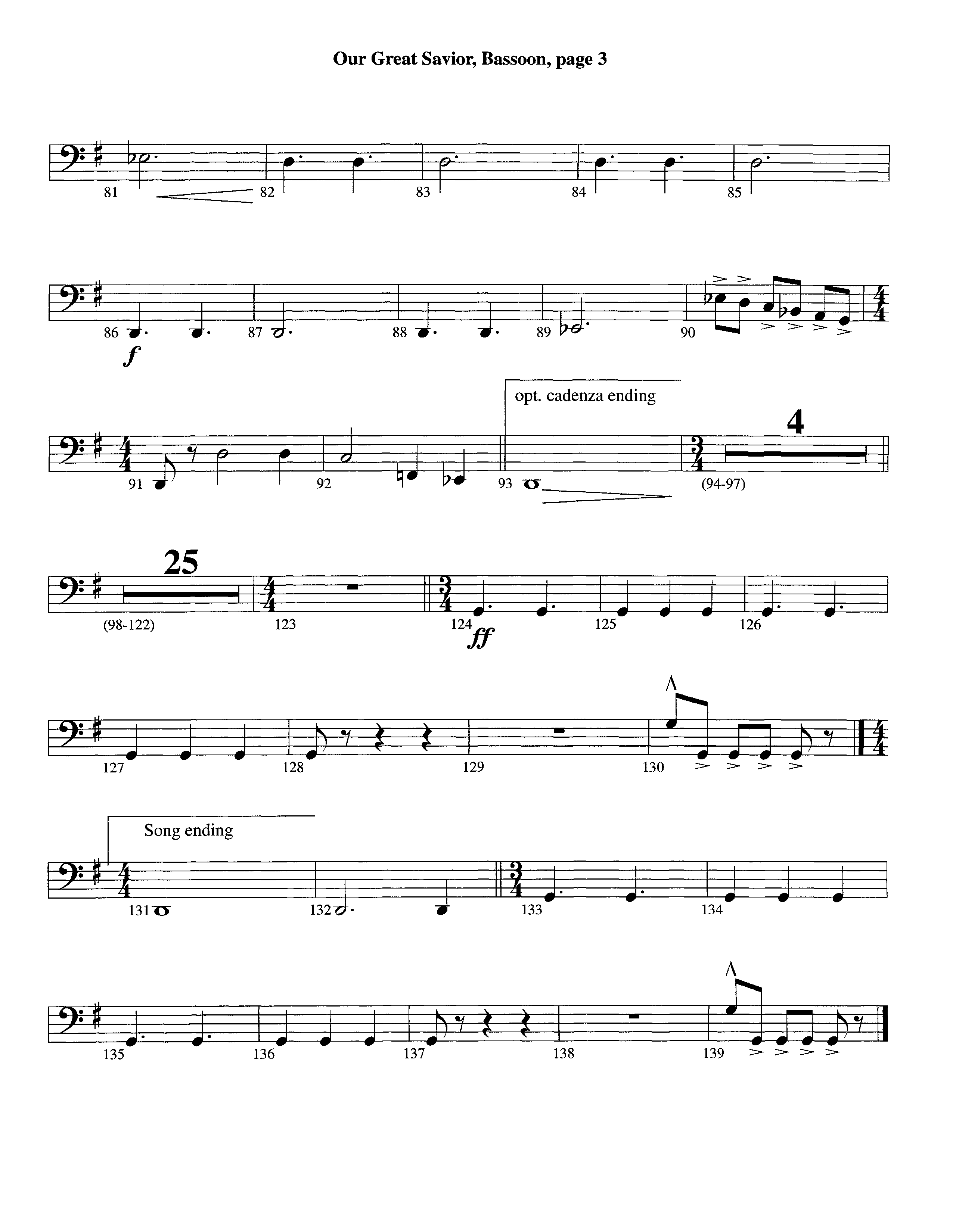 Our Great Savior (with Solo Violin) (Instrumental) Bassoon (Lifeway Worship / Arr. Ed Dickinson)