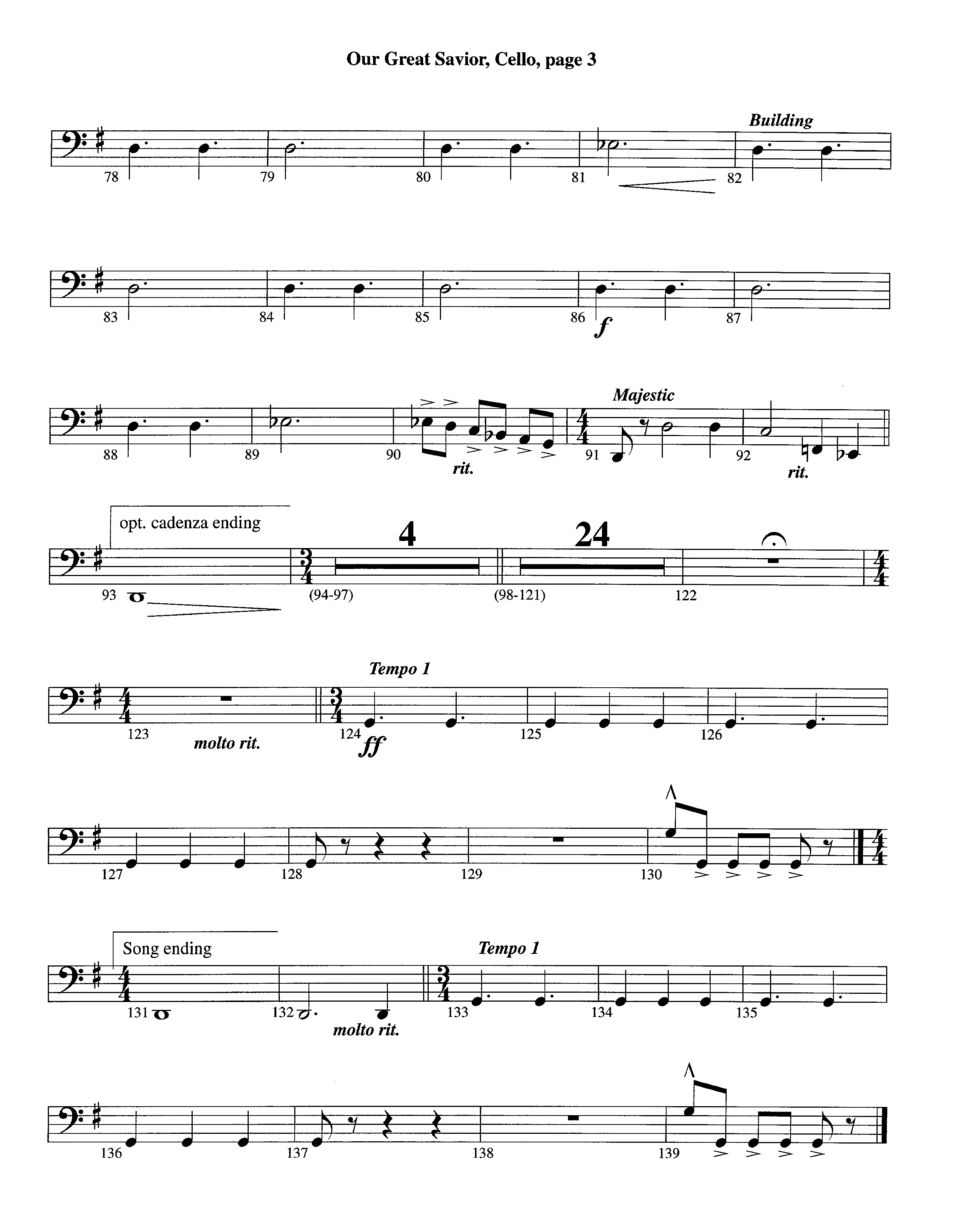 Our Great Savior (with Solo Violin) (Instrumental) Cello (Lifeway Worship / Arr. Ed Dickinson)