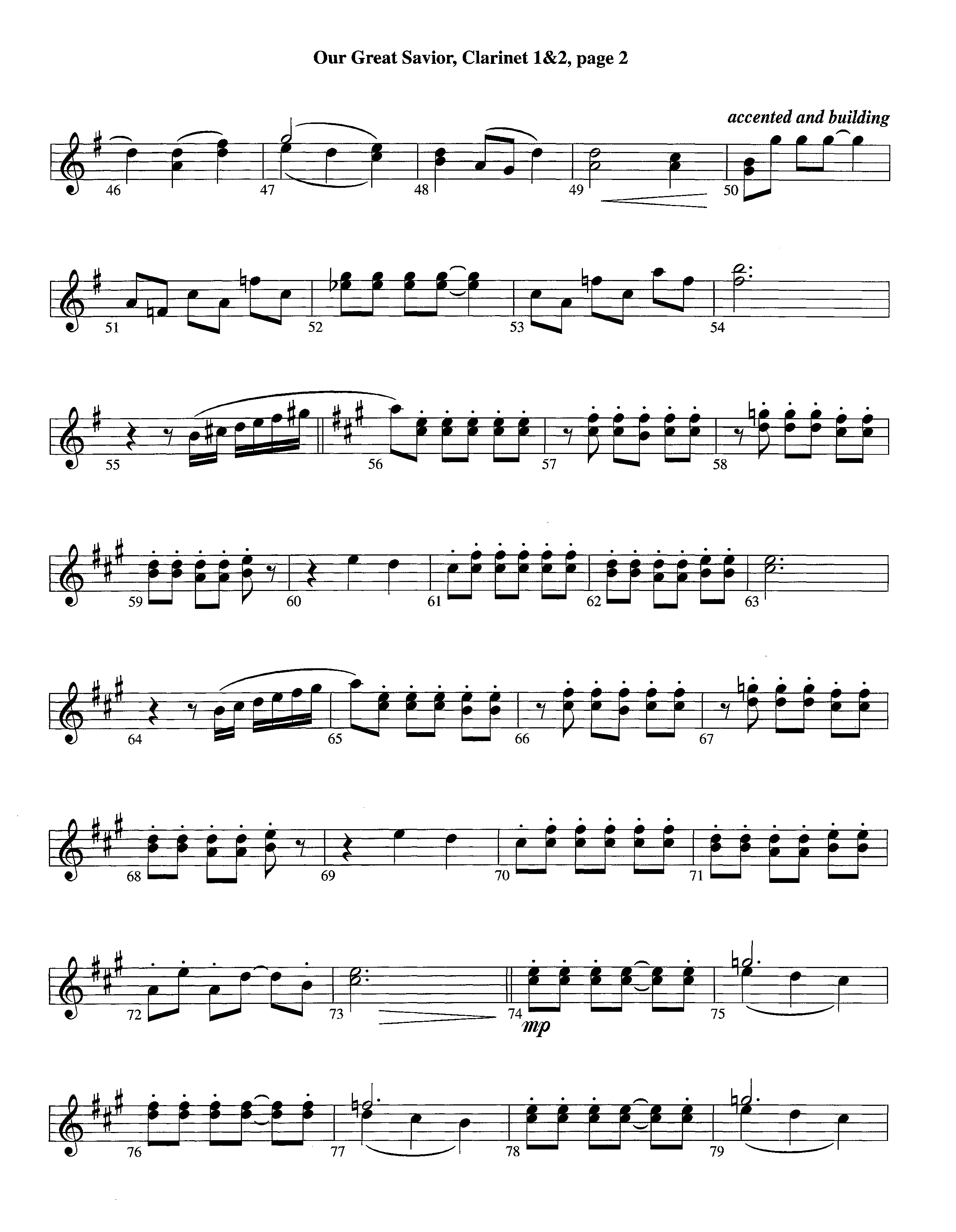 Our Great Savior (with Solo Violin) (Instrumental) Clarinet 1/2 (Lifeway Worship / Arr. Ed Dickinson)