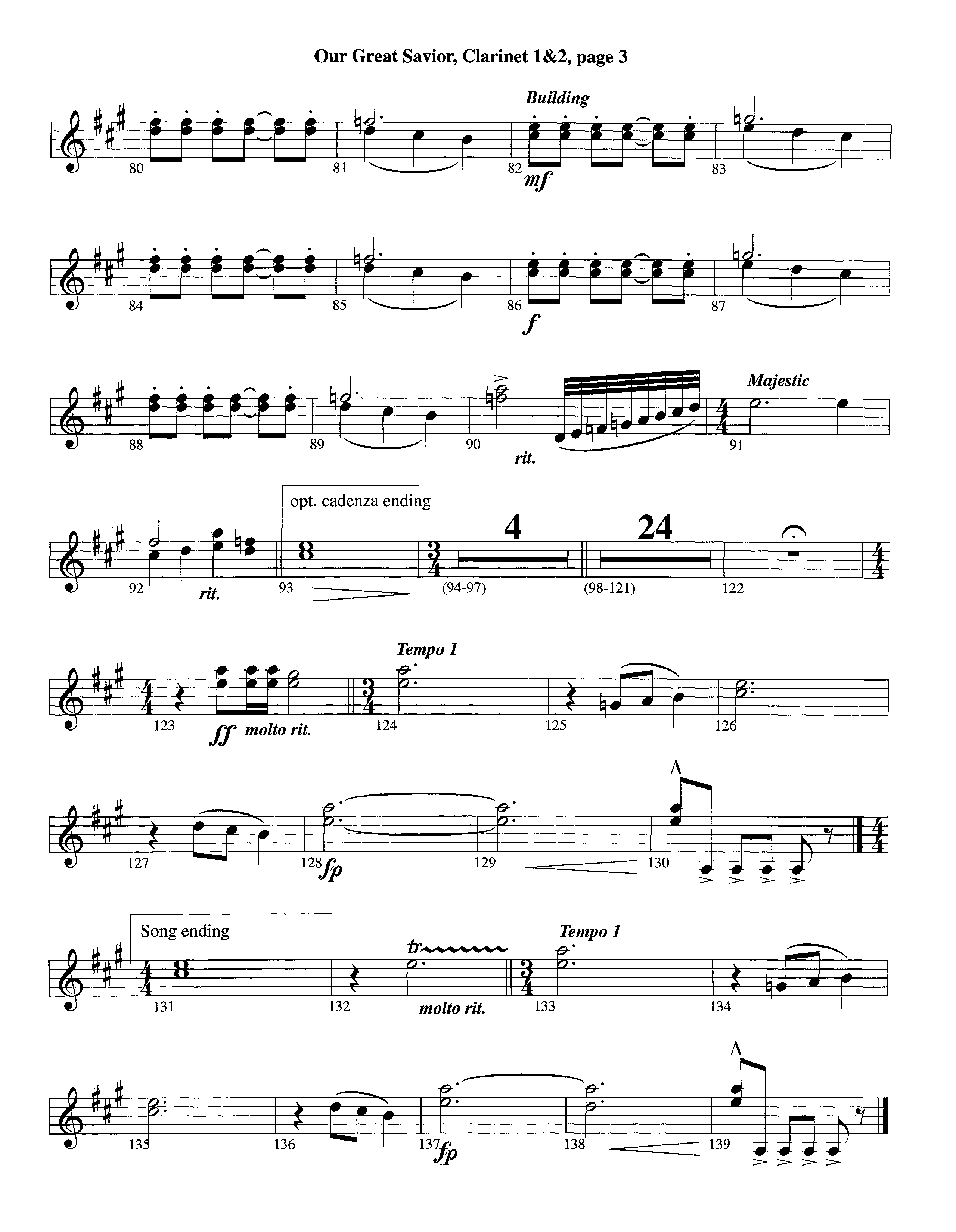 Our Great Savior (with Solo Violin) (Instrumental) Clarinet 1/2 (Lifeway Worship / Arr. Ed Dickinson)