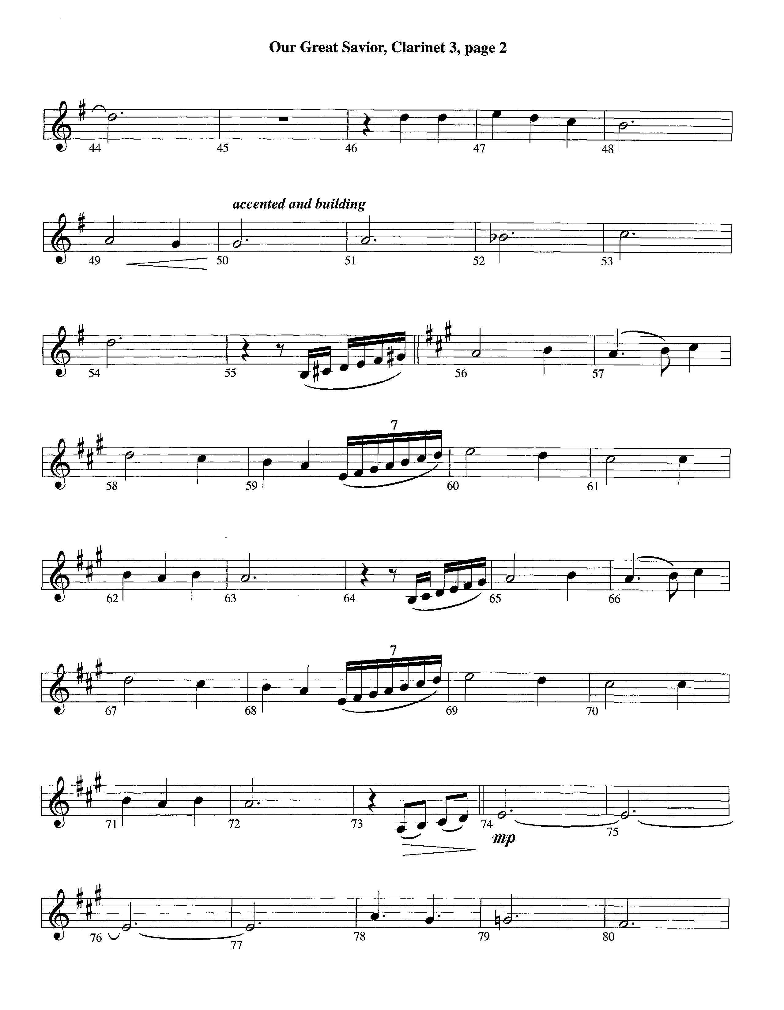 Our Great Savior (with Solo Violin) (Instrumental) Clarinet 3 (Lifeway Worship / Arr. Ed Dickinson)