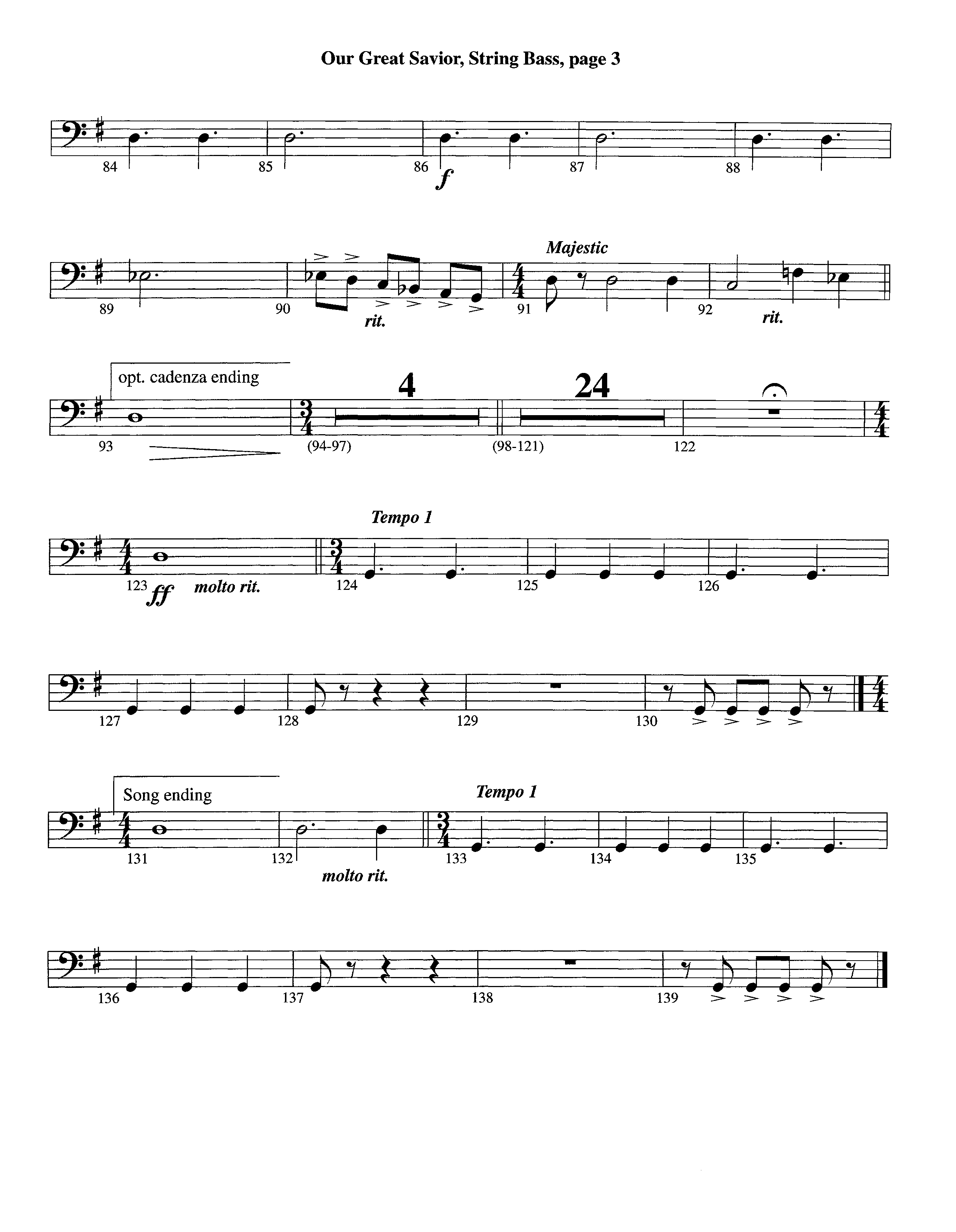 Our Great Savior (with Solo Violin) (Instrumental) Double Bass (Lifeway Worship / Arr. Ed Dickinson)