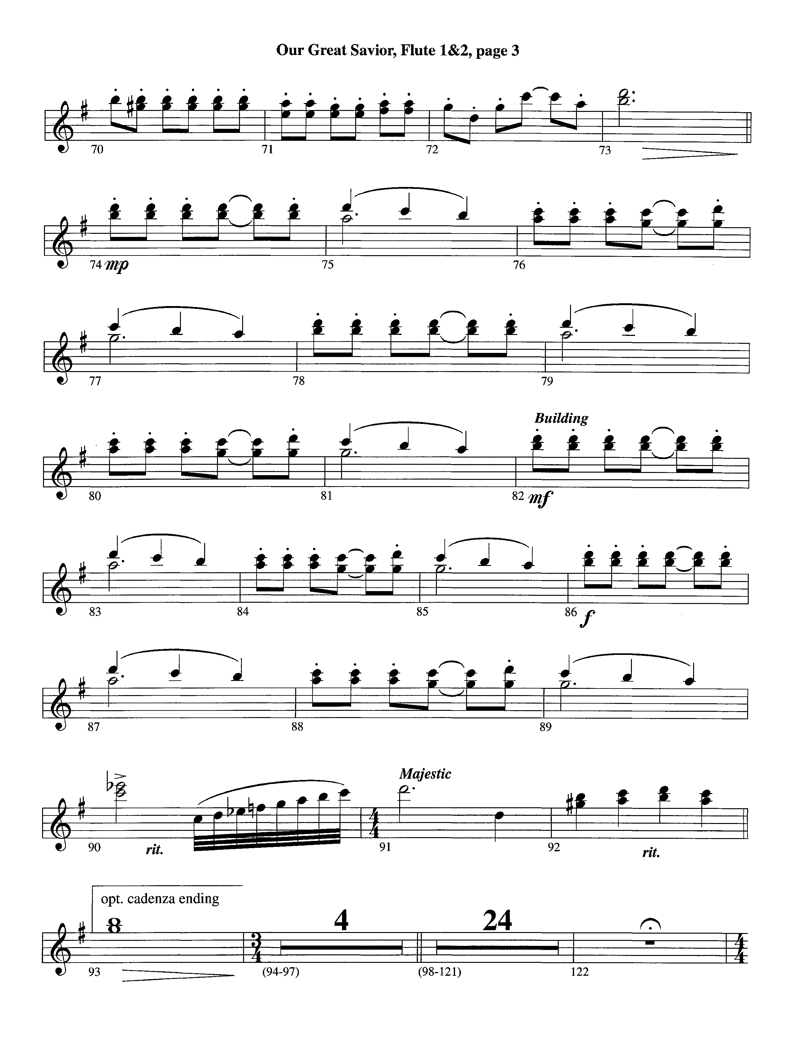 Our Great Savior&nbsp;(with Solo&nbsp;Violin) (Instrumental) Flute 1/2 (Lifeway Worship / Arr. Ed Dickinson)