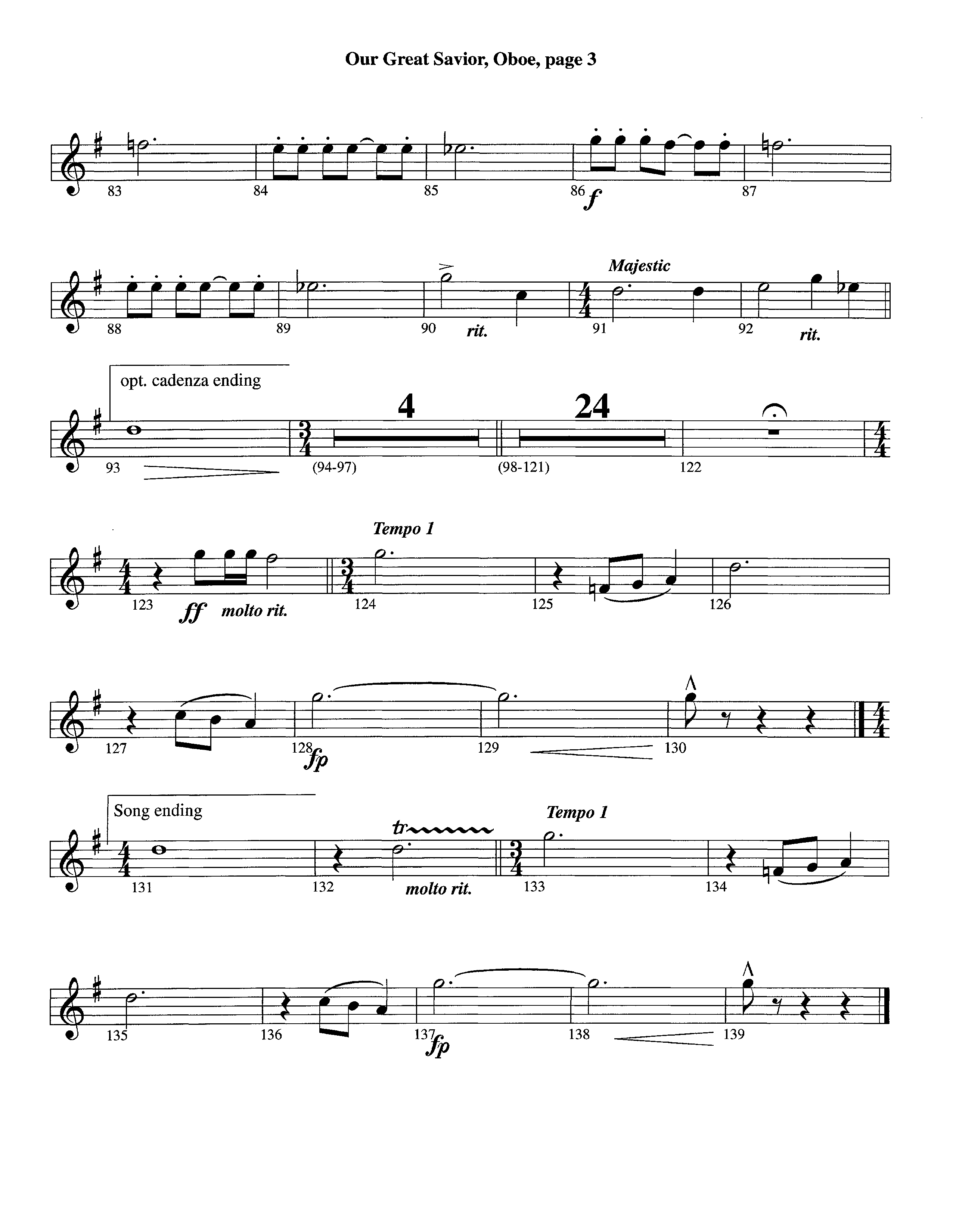 Our Great Savior (with Solo Violin) (Instrumental) Oboe (Lifeway Worship / Arr. Ed Dickinson)