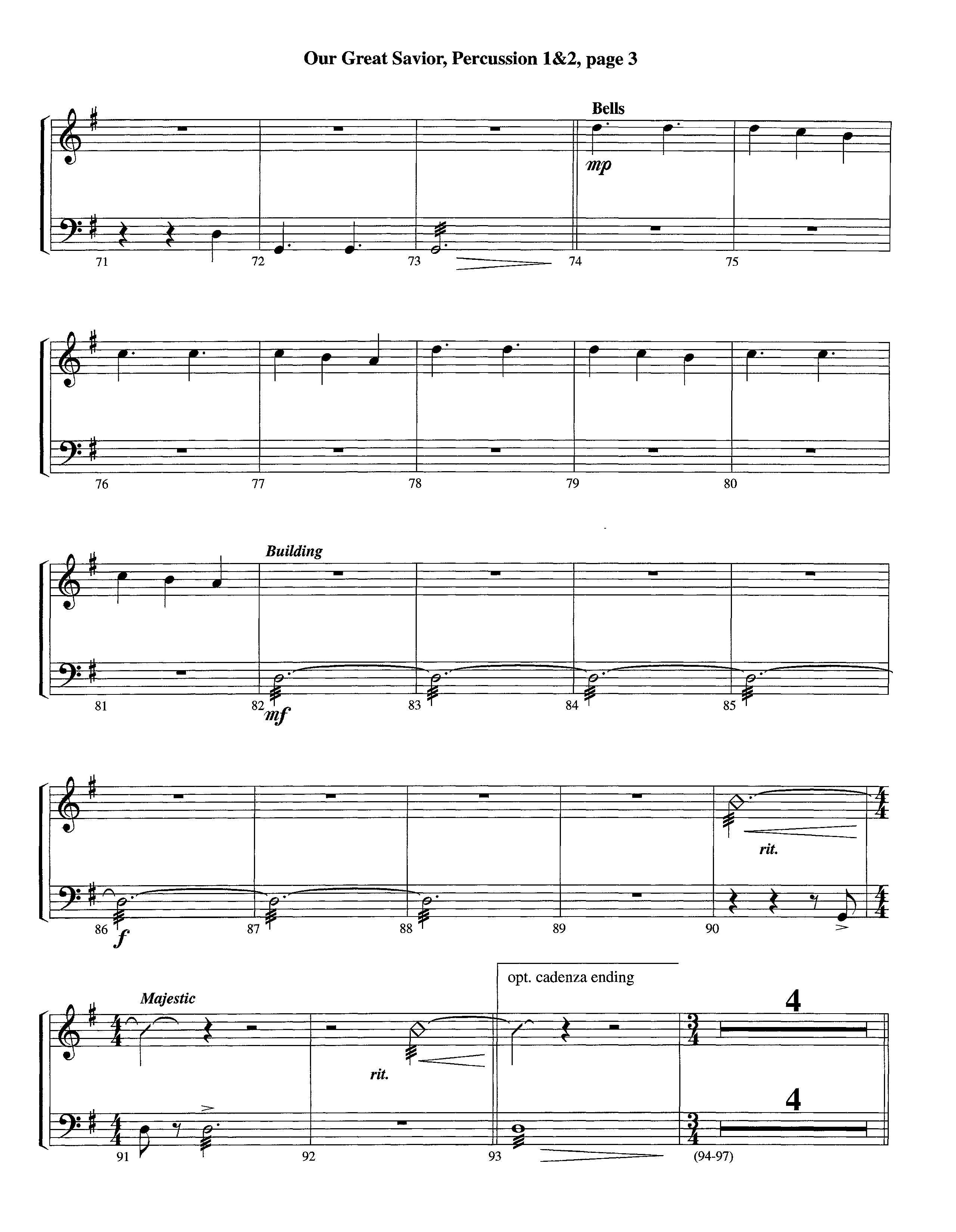 Our Great Savior (with Solo Violin) (Instrumental) Percussion 1/2 (Lifeway Worship / Arr. Ed Dickinson)