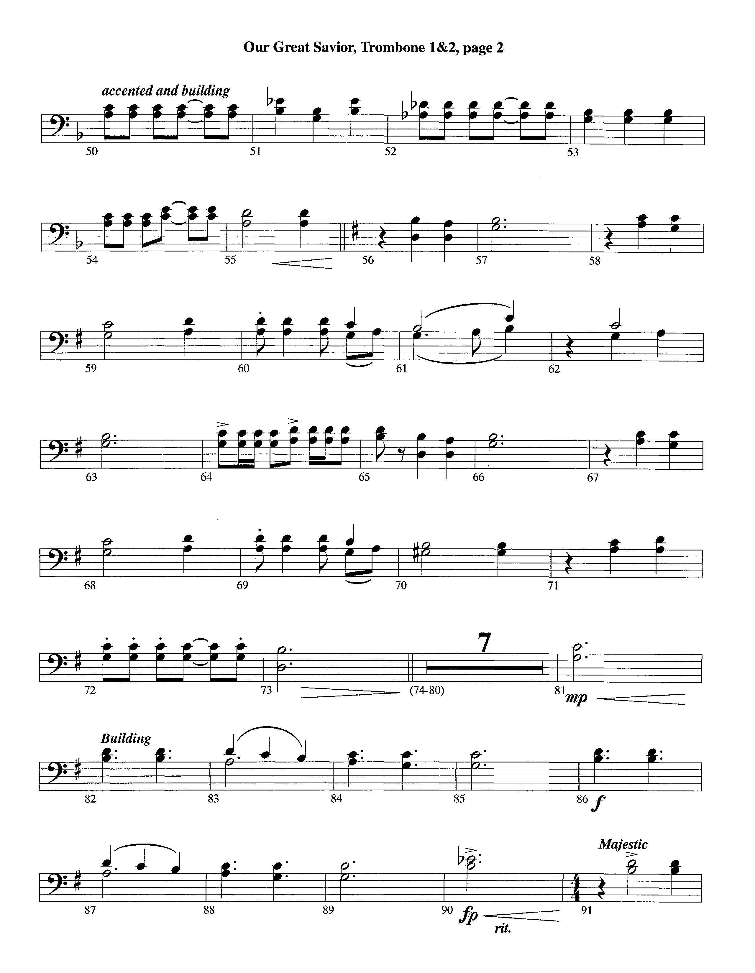 Our Great Savior (with Solo Violin) (Instrumental) Trombone 1/2 (Lifeway Worship / Arr. Ed Dickinson)