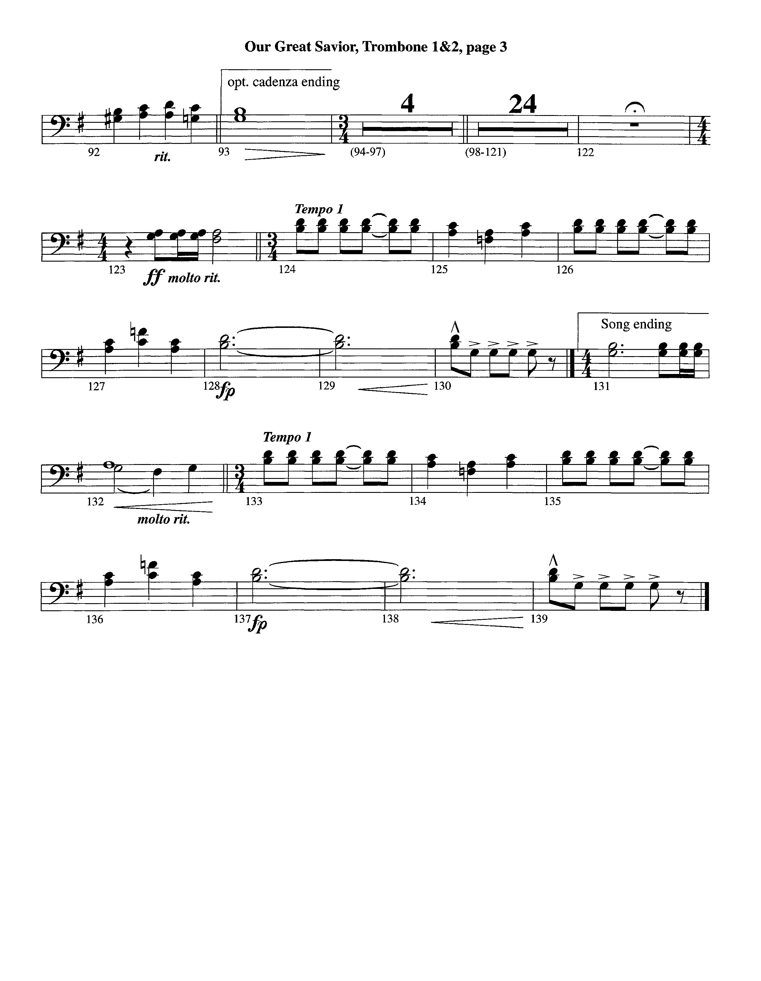 Our Great Savior (with Solo Violin) (Instrumental) Trombone 1/2 (Lifeway Worship / Arr. Ed Dickinson)