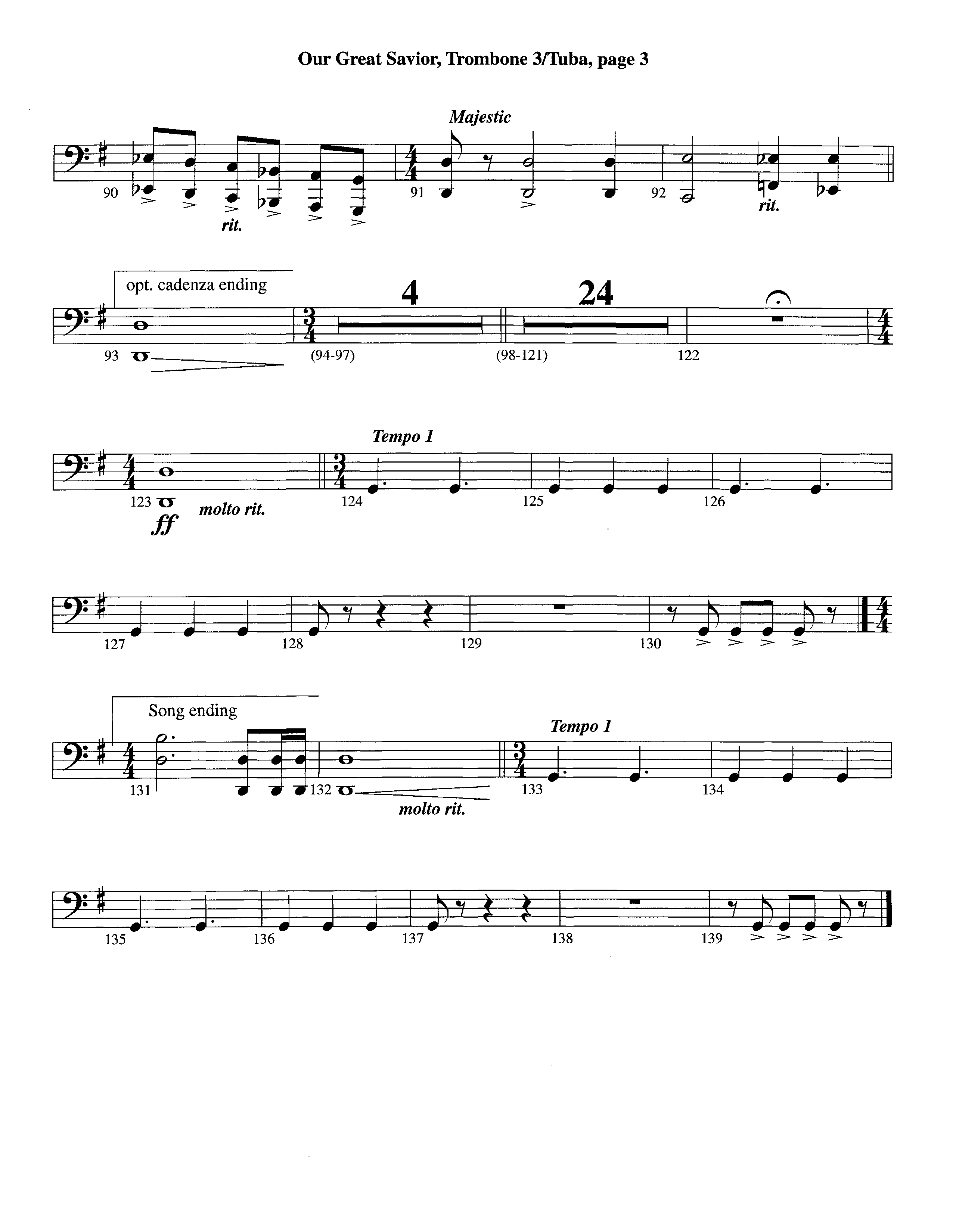 Our Great Savior (with Solo Violin) (Instrumental) Trombone 3/Tuba (Lifeway Worship / Arr. Ed Dickinson)